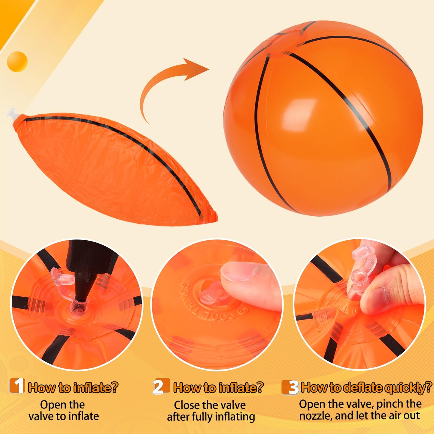 SAYAYA 40 Pieces Basketball Beach Balls, 8 Inch Inflatable PVC Blow Up Beach Ball Bulk for Sports Themed Summer Beach Pool Game Water Sand Basketballs March Madness Decorations Birthday Party Favors