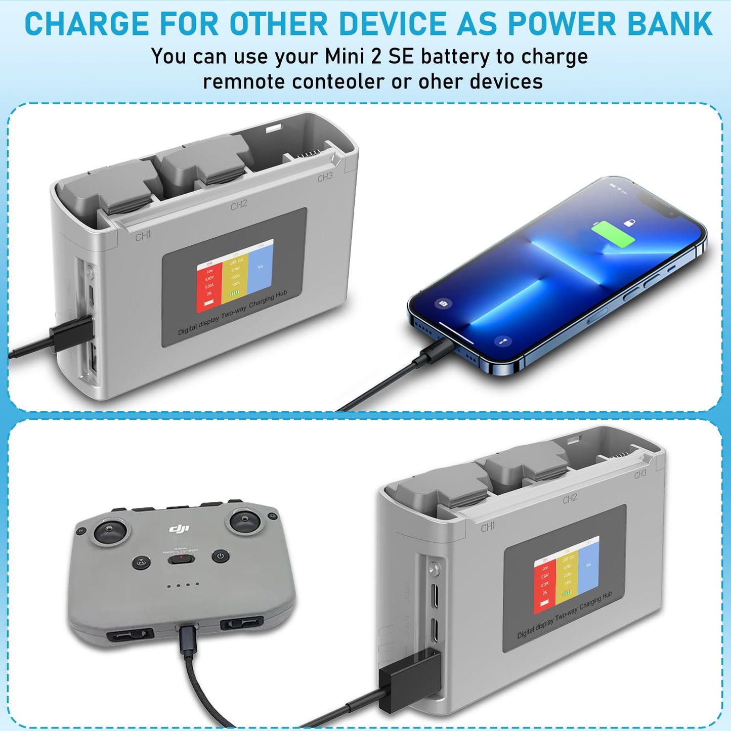 Anegine Mini 4K, 2 SE Battery and Two-Way Charging Hub, Intelligent Flight Batteries Compatible with DJI Mini 2, 2SE, SE, 4K Series Drone, 31mins Max Flight for Mini2 Battery