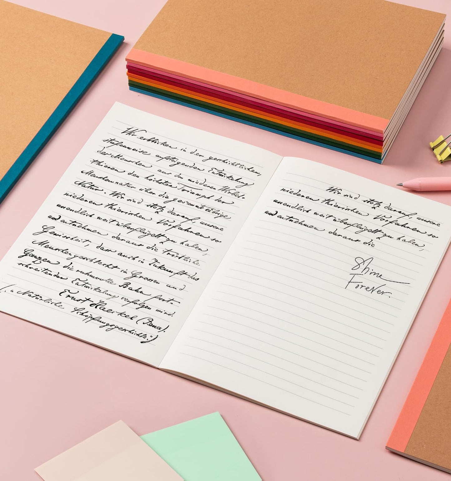 ALKALO 60 Pack Lined Notebook Journals Bulk, A5 College Ruled Composition Notebook, 8.3”x 5.5”, Kraft Cover with Rainbow Spines, 15 Colors 60 Pages for School Office Travel