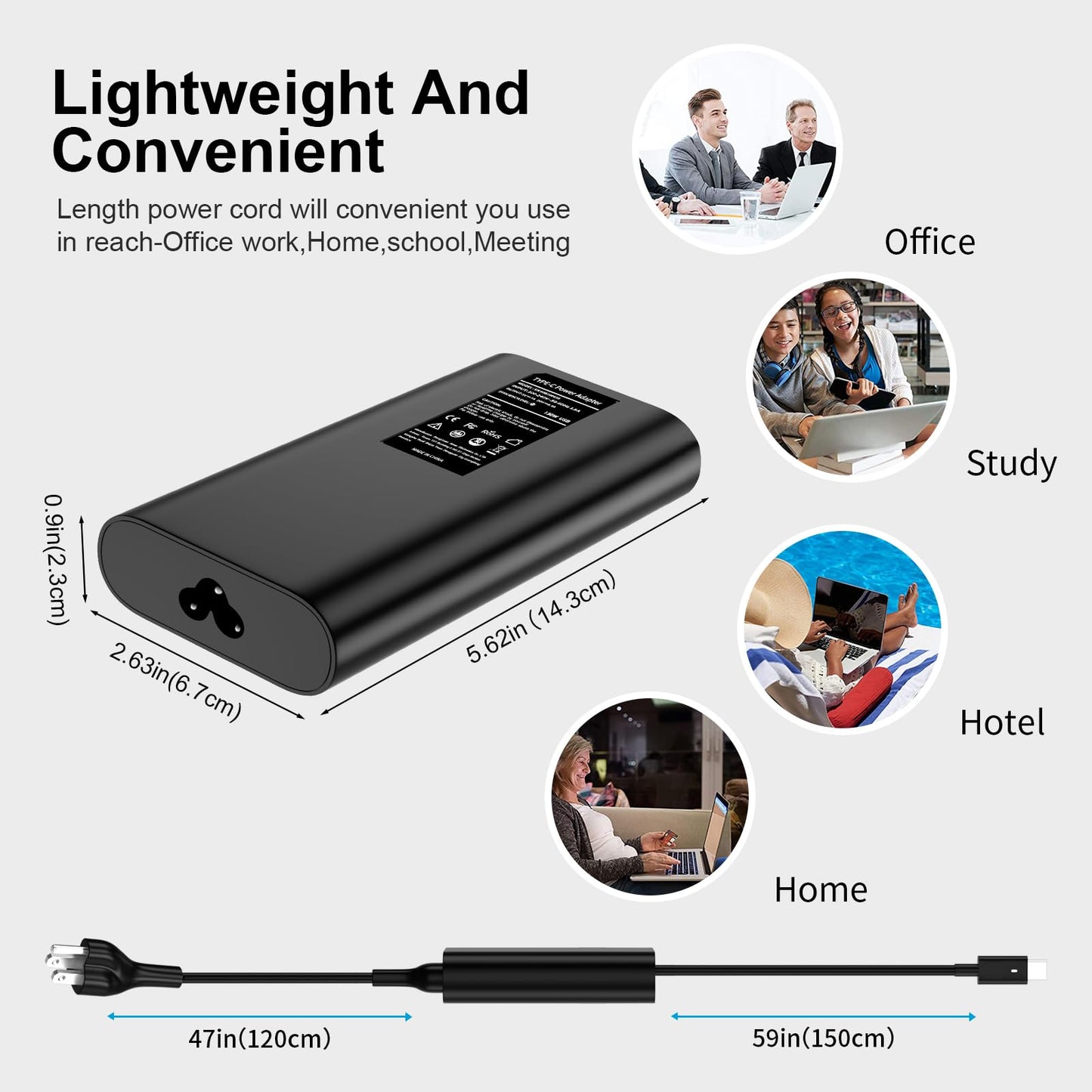 130W USB C Type C Laptop Charger Compatible with Dell XPS 15 2in1 9575 Latitude 9410 9510 9575 7310 7410 7210 5420 5510 5520 Precision 5530 2in1 5550 5750 3560 3550 3551 Type C AC Adapter
