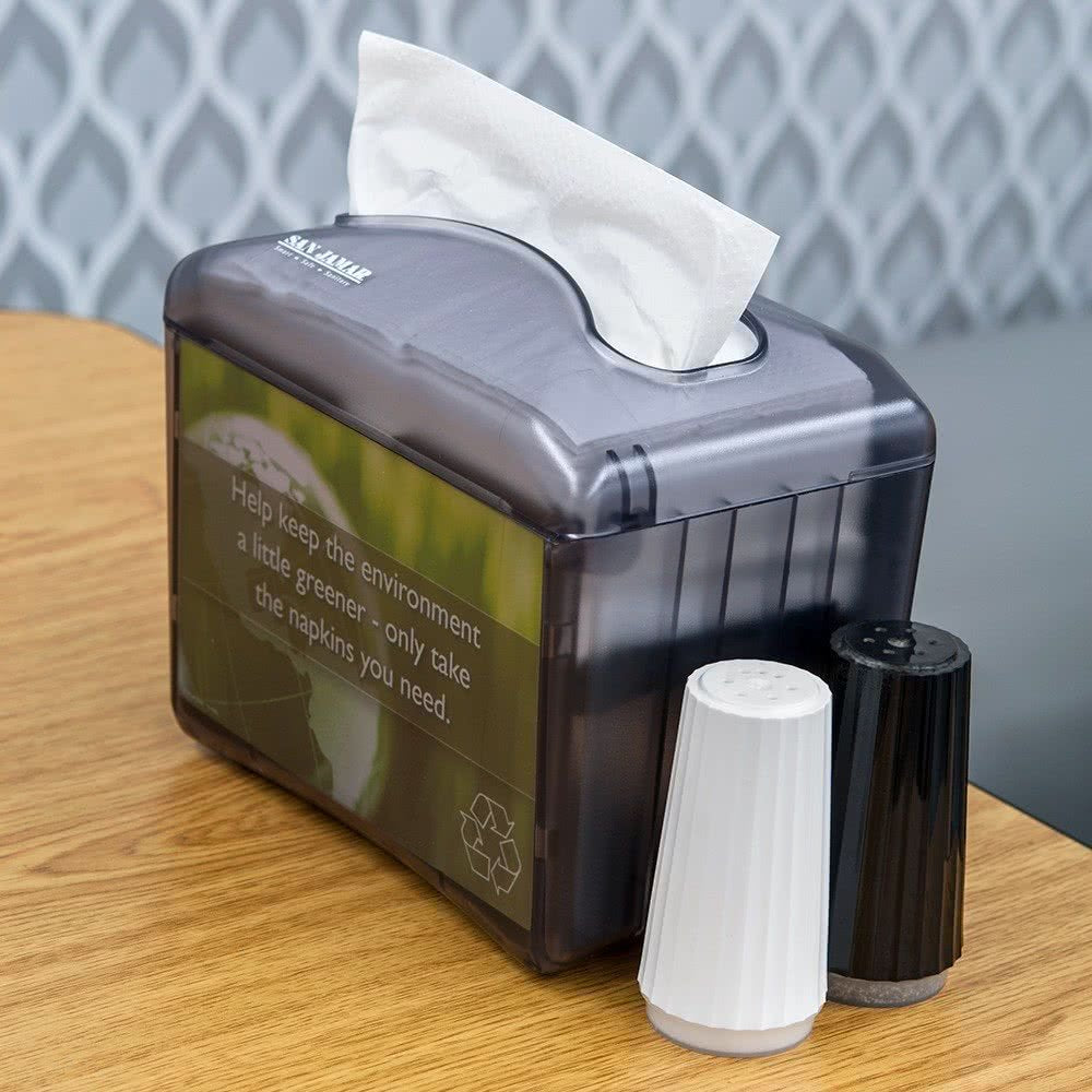 San Jamar H4003TBK H4003 Venue Table Top Interfold Napkin Dispenser, 200 Capacity, Black Pearl