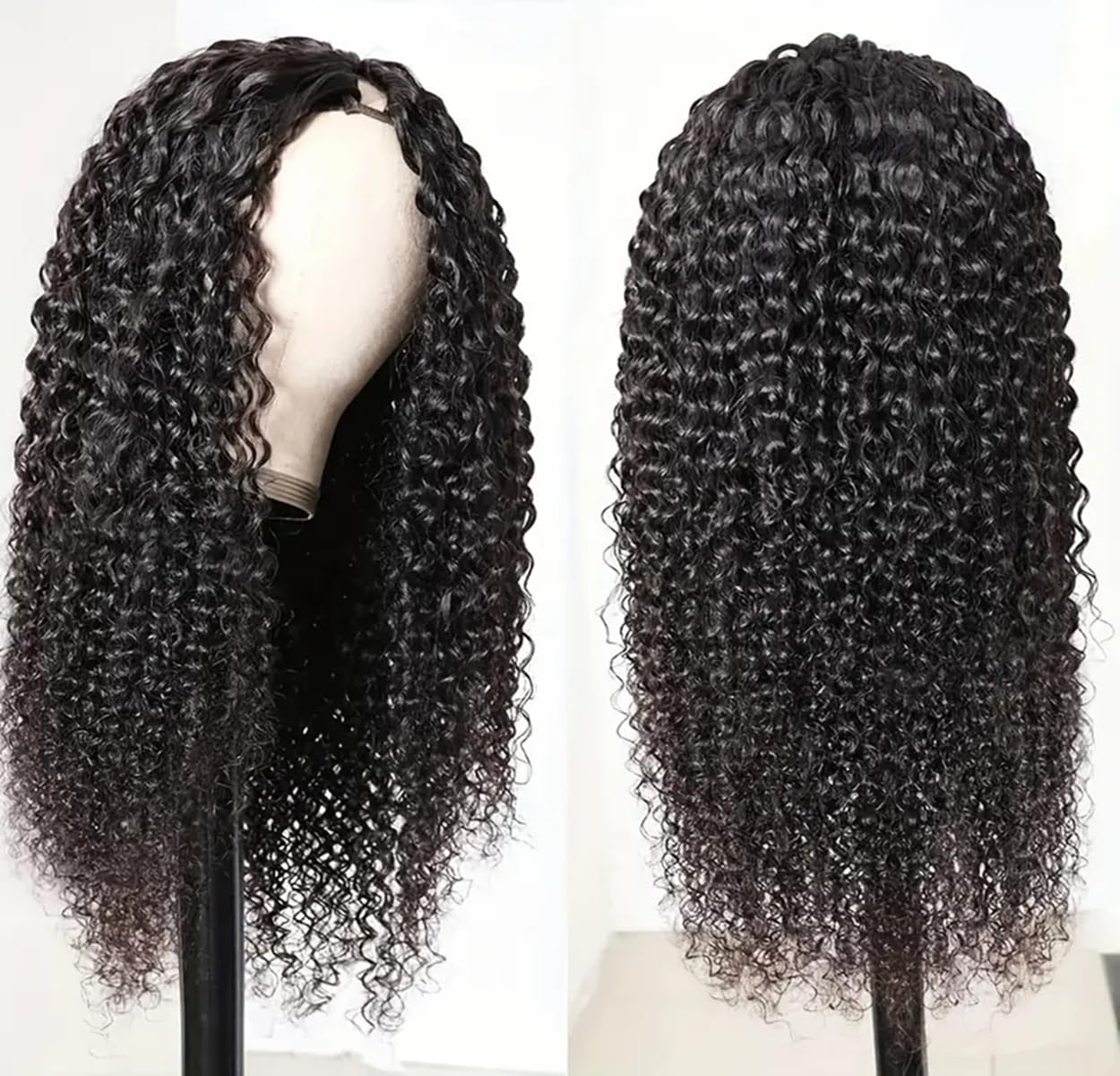 LOVFIR U Part Human Hair Wig Curly 180% Density Glueless Brazilian Remy Human Hair U Part Wig Kinky Curly U Part Wig Human Hair Full Head U Shape Clip in Wigs Curly Half Wig Human Hair 20 Inch