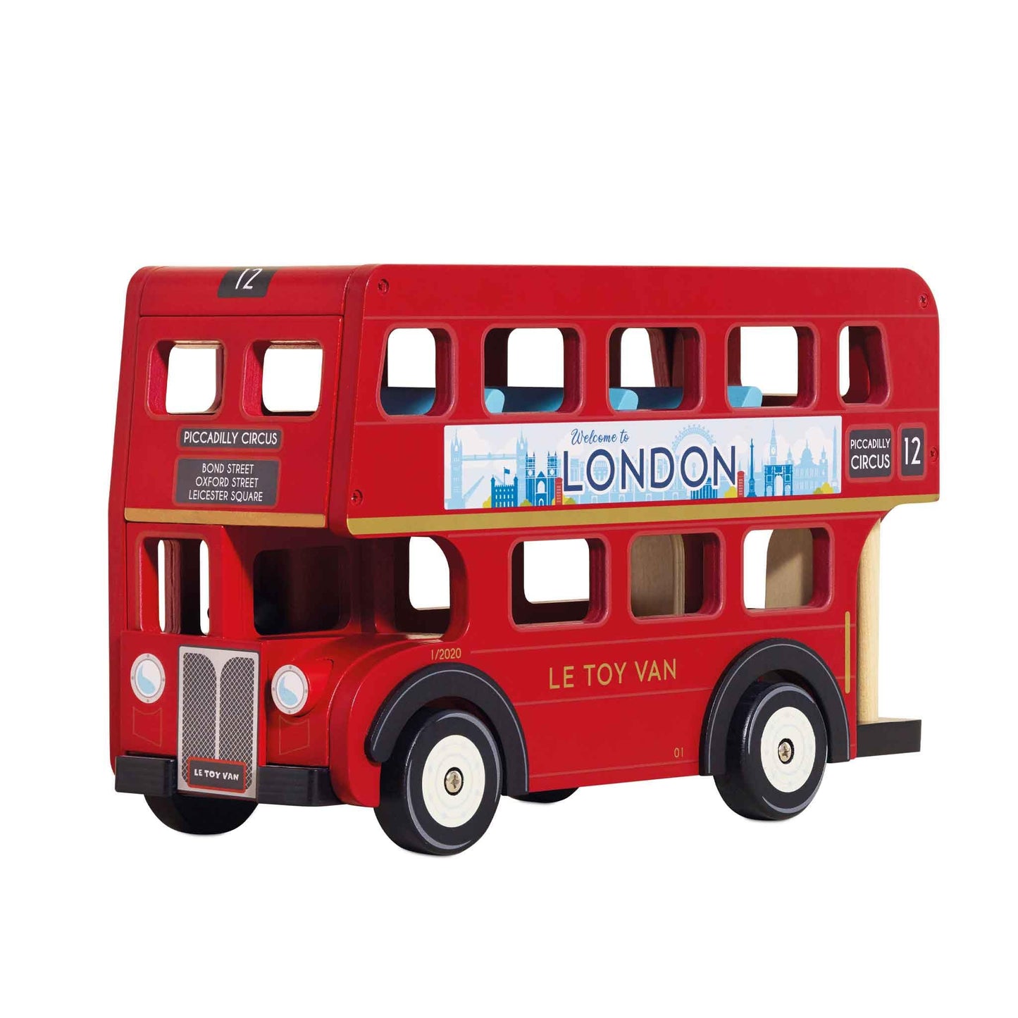 Le Toy Van - Cars & Construction - London Double Decker Bus - Wooden Bus - Role Play Toy - Suitable for Girls & Boys Age 3+, Red