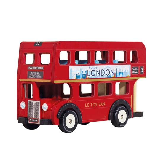 Le Toy Van - Cars & Construction - London Double Decker Bus - Wooden Bus - Role Play Toy - Suitable for Girls & Boys Age 3+, Red
