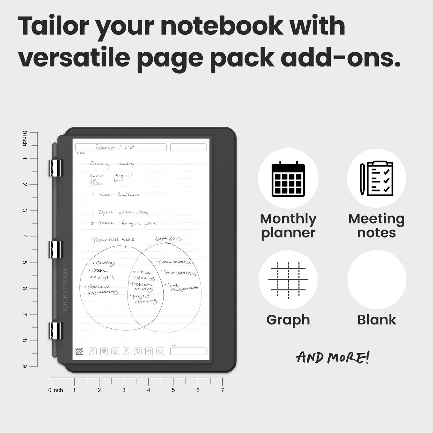 Rocketbook Pro 2.0 Reusable Professional Smart Notebook, Executive Size 7x9, Black - Lined & Dot Grid Pages, App-Connected, Erasable, Premium Cover, Ideal for Work Notes and Business Meetings