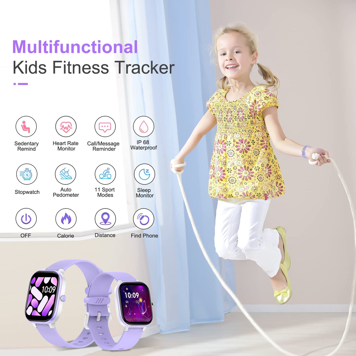 HENGTO Kids Watch, IP68 Waterproof Smart Watch with 19 Sport Modes, Pedometer, Heart Rate Monitor, 19 Sports Modes, Great Tracker Watch Gift for Kids