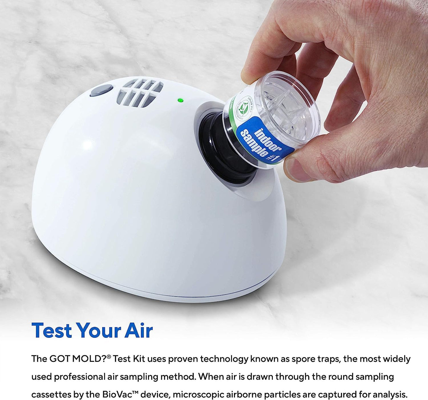 1 ROOM KIT | Test Your Air! Professional Quality Mold Test Kit for Home - All Fees Included - 1, 2 & 3-Room Test Kits & Refills - Reusable BioVac™ Air Sampler - Full Mold Type & Quantity Analysis
