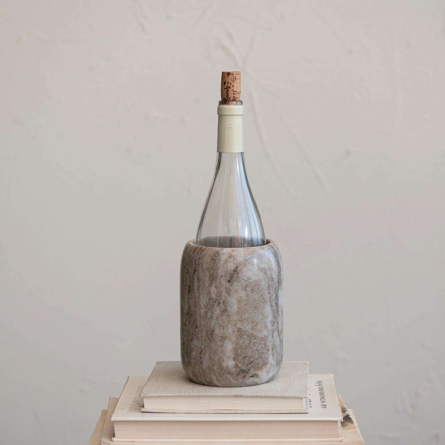 Creative Co-Op Modern Marble Bottle Holder, White Crock, Natural