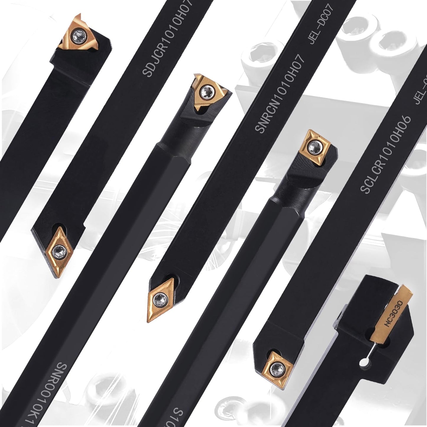 Gluwoer Indexable Lathe Turning Tool 3/8" 10mm Shank 21PCS Kit-7PCS Metal Lathe Tools Holder 14PCS Carbide Insert for Turning Boring Grooving Cutting Threading