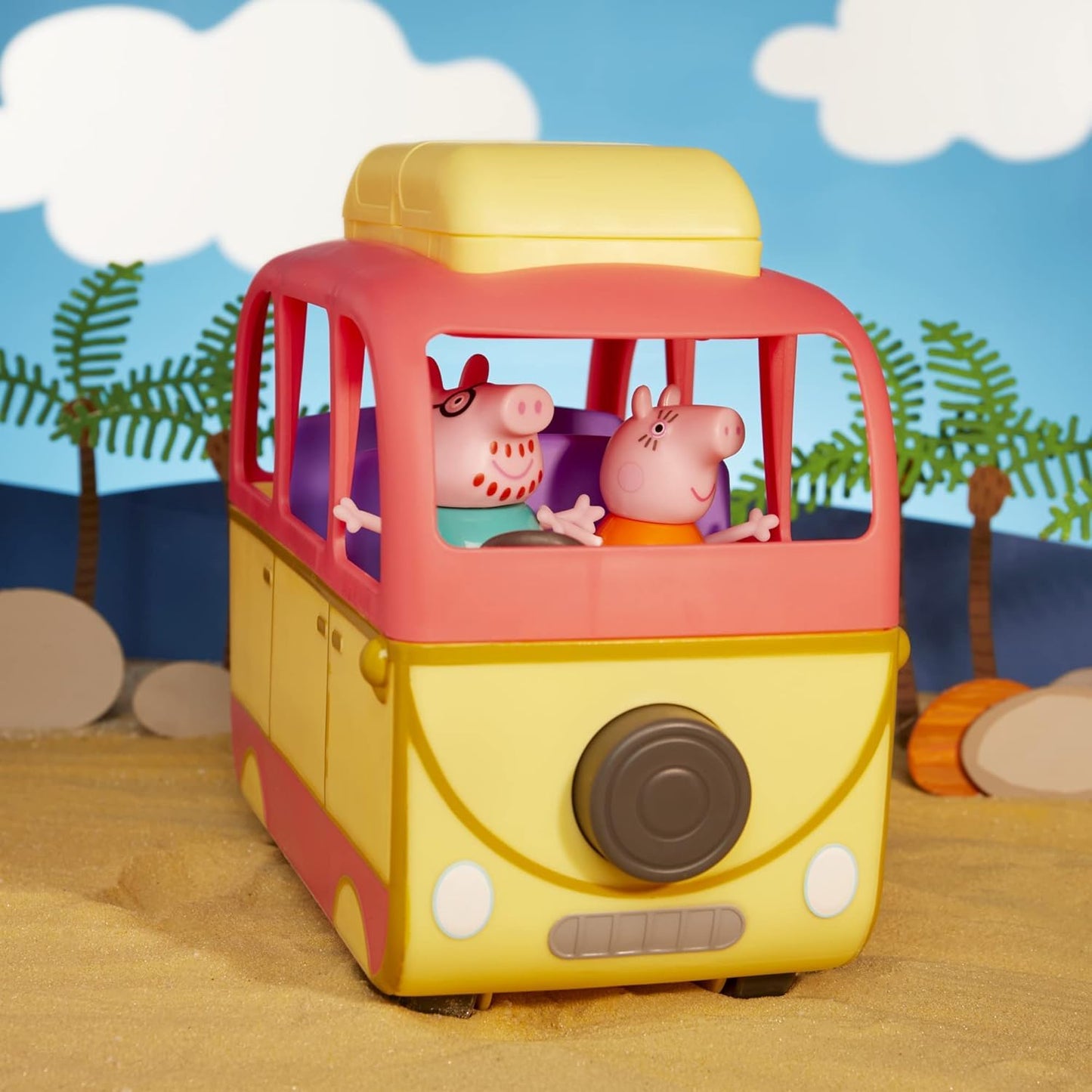 Peppa Pig Peppa Visits Australia Campervan Vehicle Preschool Toy with Rolling Wheels; Includes 8 Figures, 4 Accessories, for Ages 3 and Up