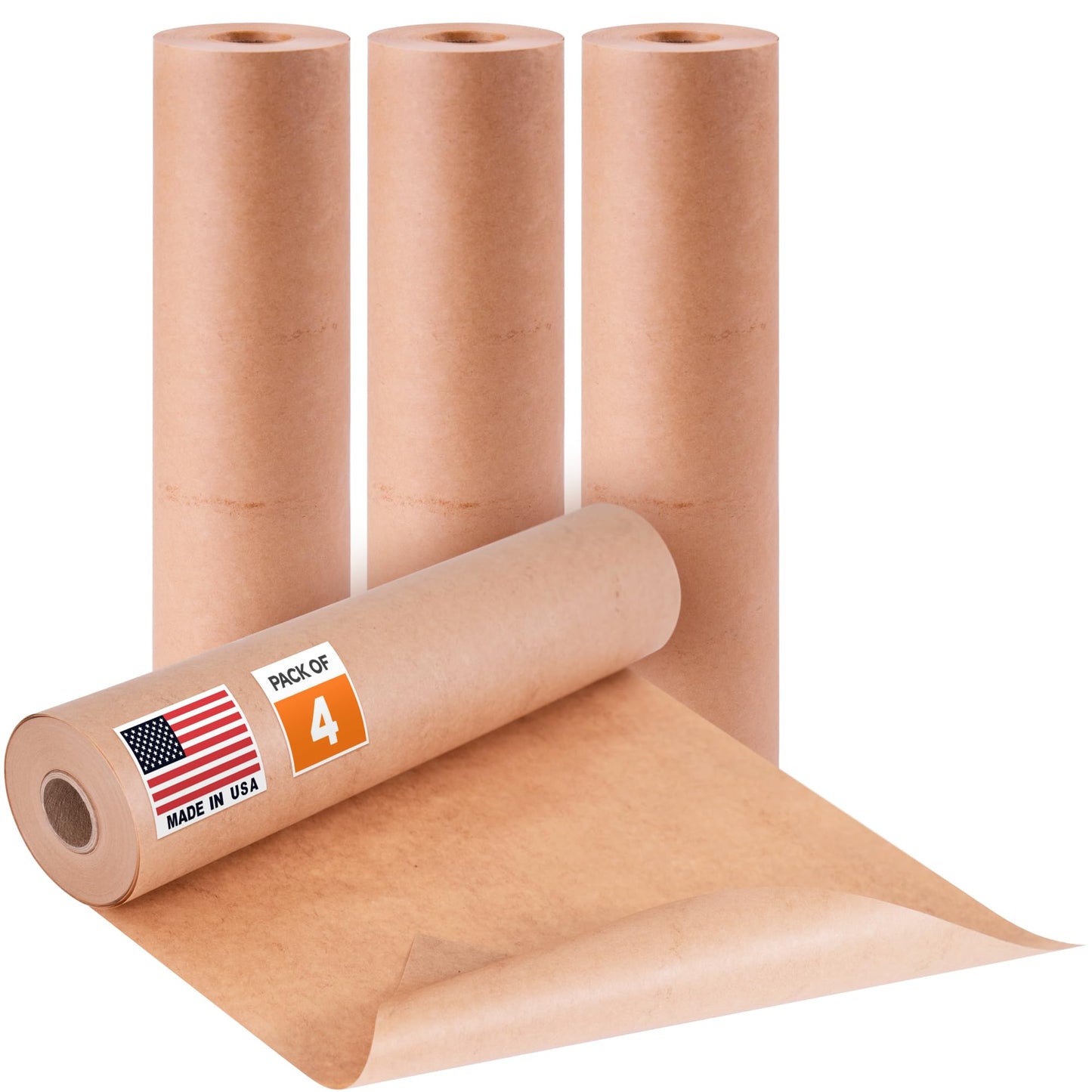Paclord 12" x 60 Yards (180 feet) Masking Paper Roll (Pack of 4) - Made in USA General Purpose Kraft Masking Paper for Painting - Painters’ Protection from Splatter and Overspray