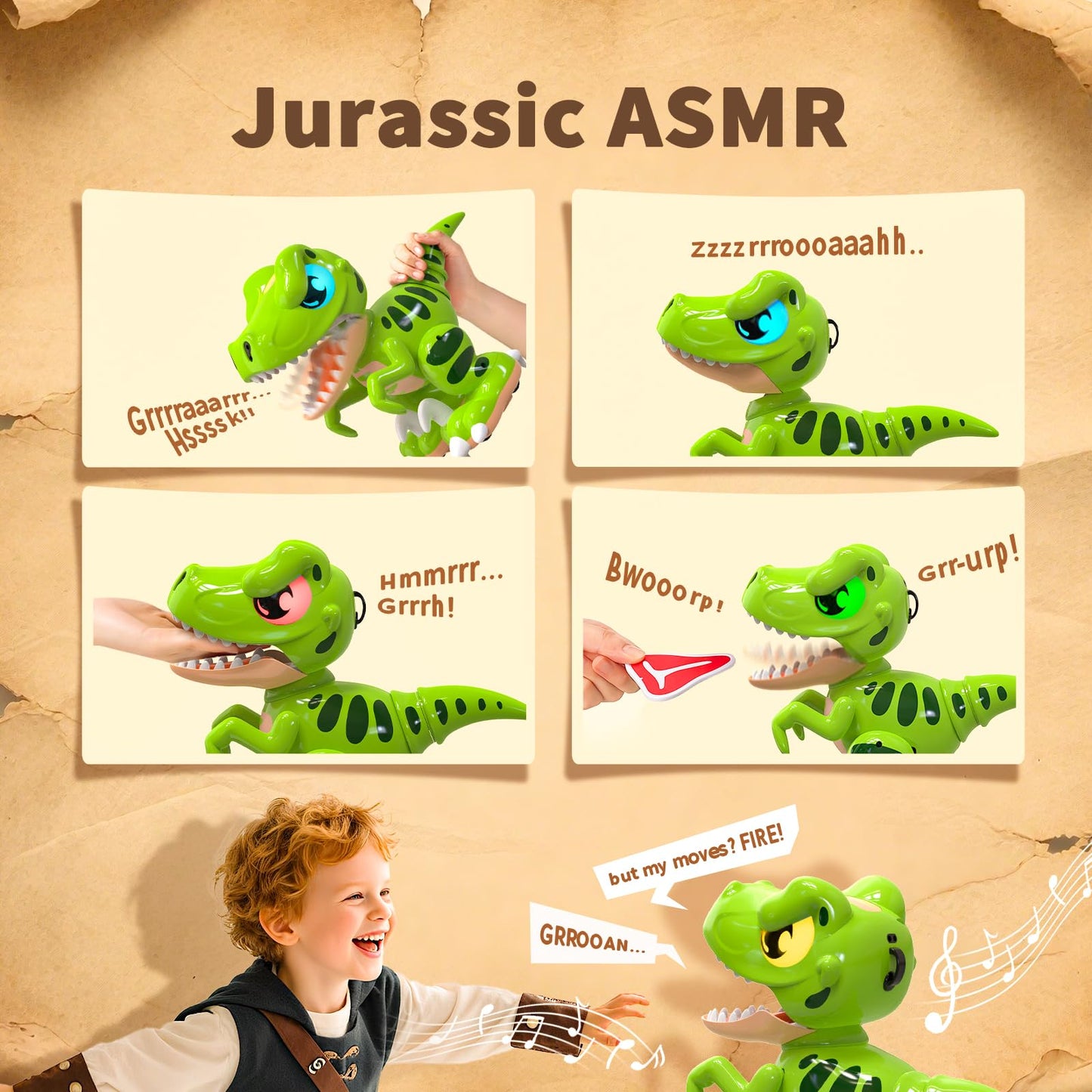P&C Remote Control Dinosaur Toys for Kids Rechargeable Robot Velociraptor Toy with Spraying,Sound Effects,Dancing,RC Dino for Boy&Girl 3-12 STEM Gifts for Kid