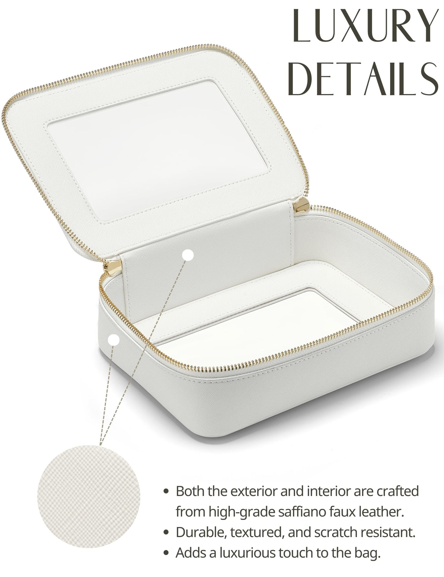 Popvibe Clear Makeup Case Set White Toiletry Bag Travel Large Clear Cosmetic Bag with Zipper, Big Make Up Bag Organizer Women Traveling TSA Approved Transparent Bag Car for Essentials