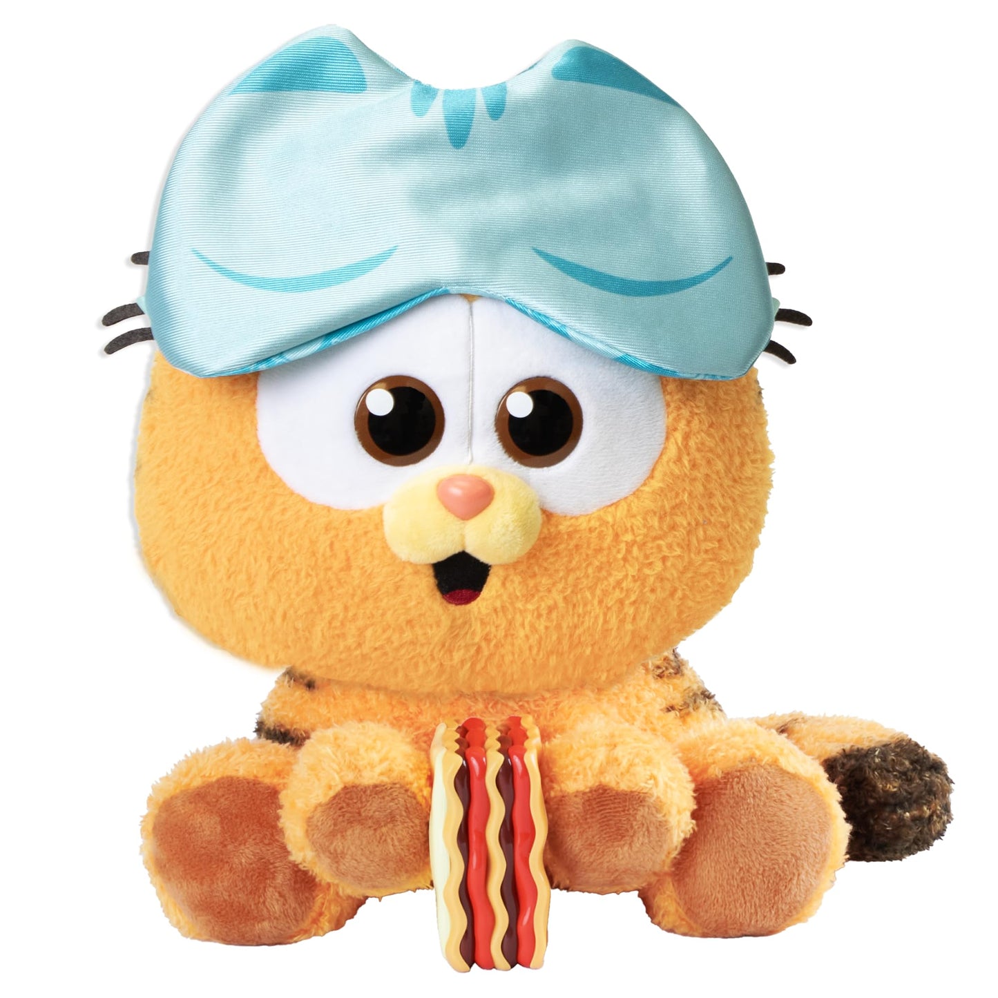 Animagic Baby Garfield Eat Sleep and Repeat 10'' (25cm) Plush | Includes Lasagna and Sleep Mask | Great for Garfield Fans | Ages 3+