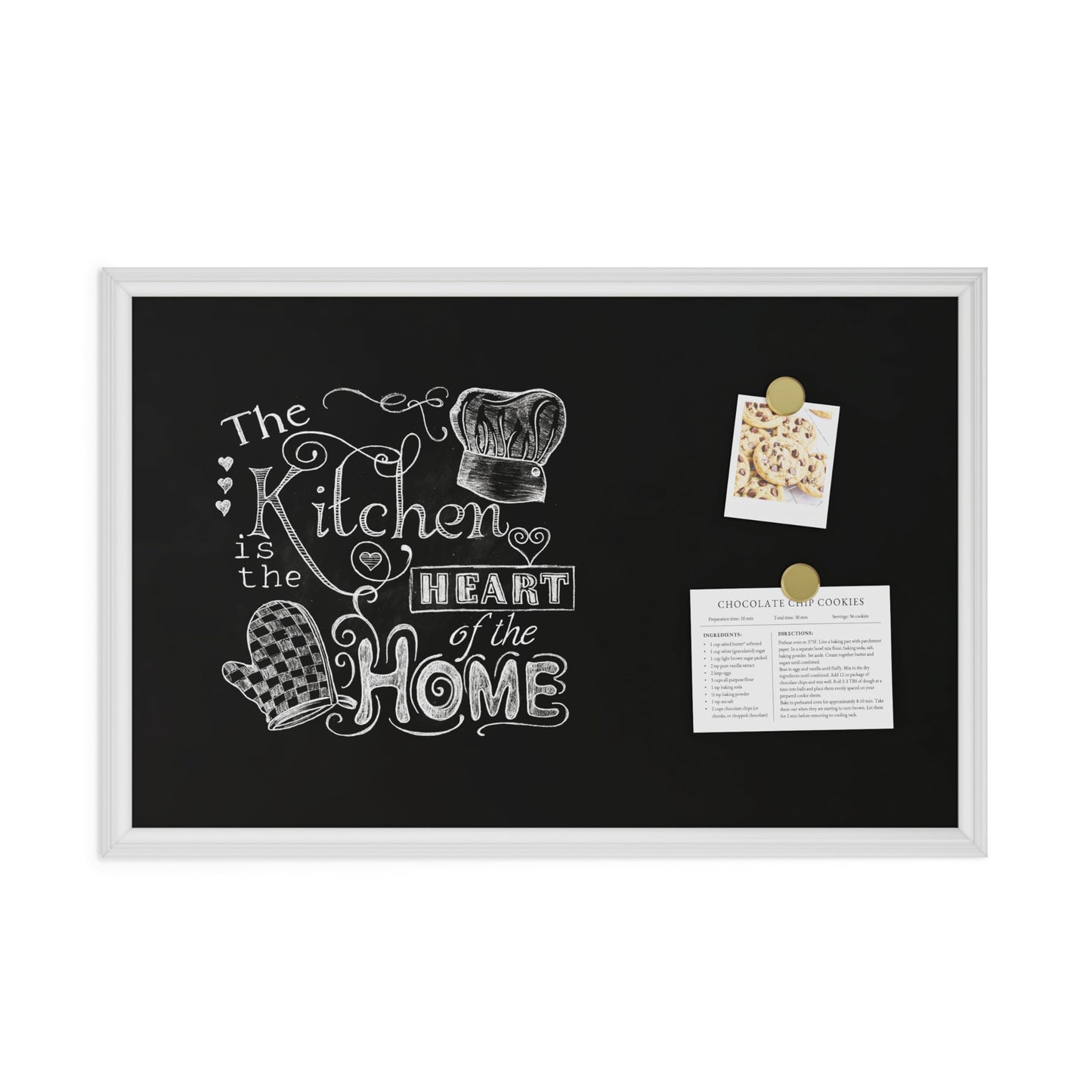 U Brands 20" x 30" Magnetic Chalkboard with White Wood Frame, Blackboard Surface, Wall Mountable, Home, Classroom & Office Organization, Memo & Message Board