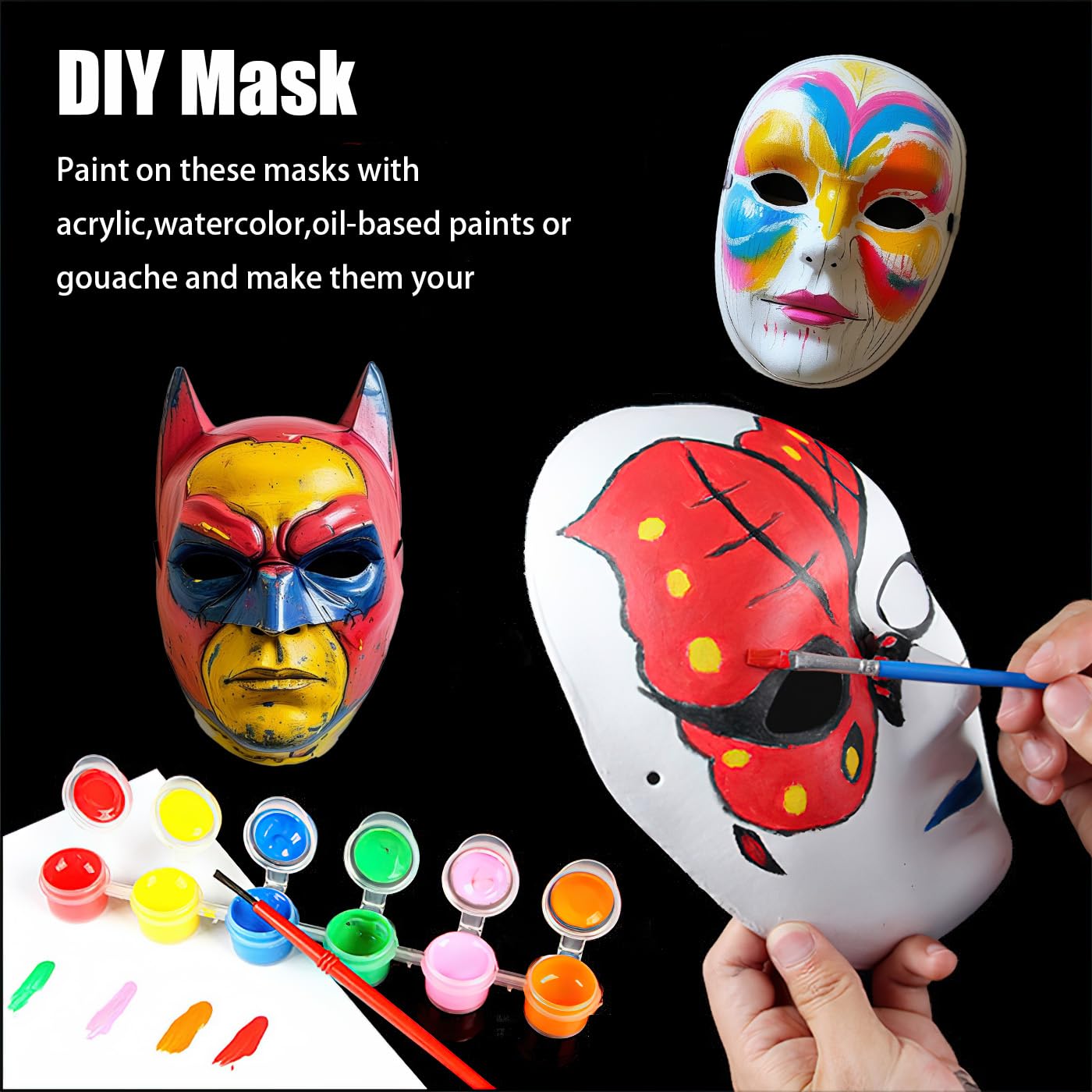 Lynkaye White Plain Masks,16 pcs DIY Unpainted Masquerade Masks Craft Mardi Gras Dance Cosplay Party Mask Costume (16 Pcs) (16pcs Cartoon)