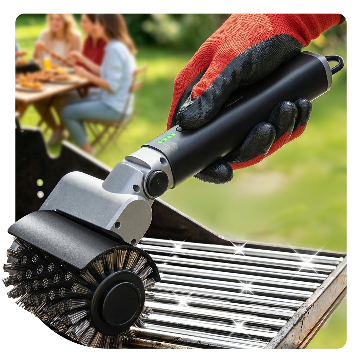 Electric Grill Brush for Outdoor Grill, 3-Speed Rotating Electric BBQ Grill Brush, 5000mAh Rechargeable Battery, 304 Stainless Steel Grill Cleaning Brush with Powerful Burnt Food Removal