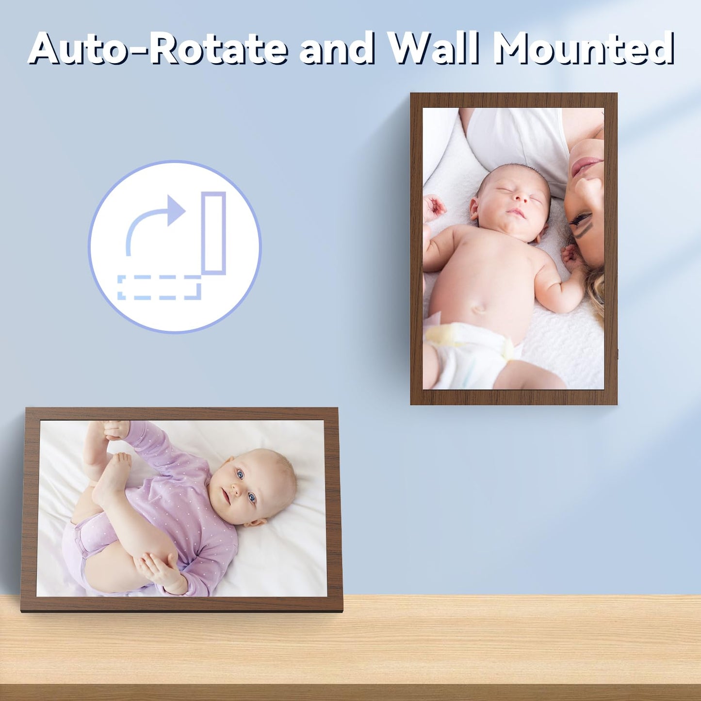 Kosshe 10.1" WiFi Digital Picture Frame, 1280x800 IPS HD Touch Screen, Smart Electronic Photo Frame, 16GB Storage, Auto-Rotate, Easy Setup to Share Photos or Videos Remotely via App and Email