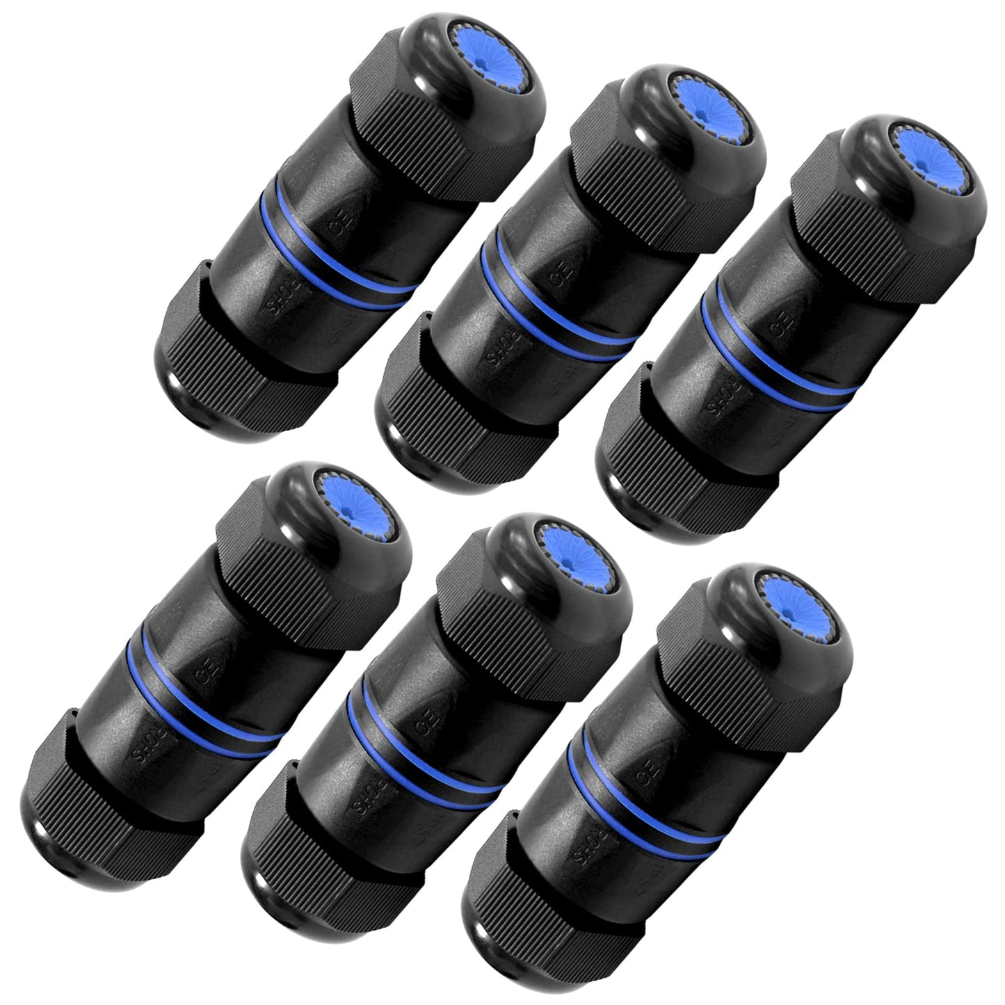 VCELINK Waterproof RJ45 Coupler IP68 Short Profile, Cat6/Cat5E/Cat5 Waterproof Ethernet Connector Shielded, Outdoor Network LAN Cable Extender PoE 6-Pack