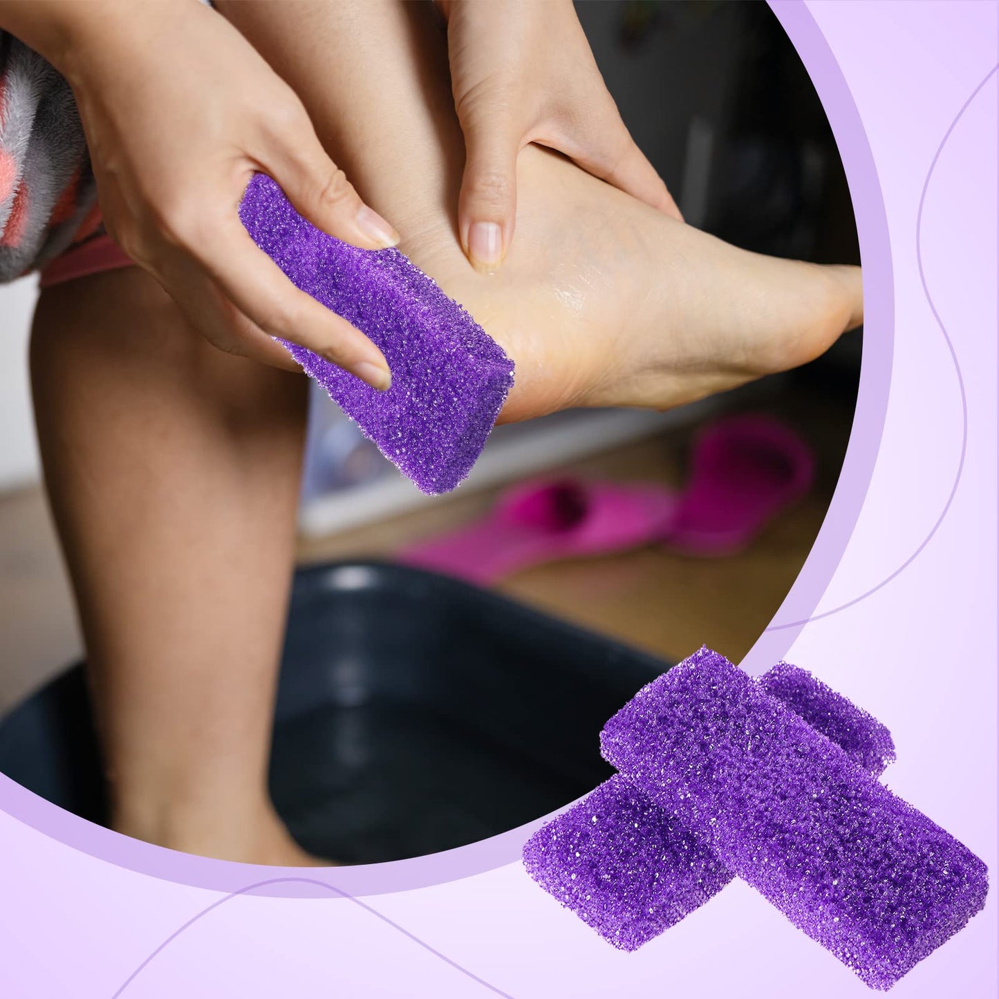 Batiyeer 600 Pcs Pumice Stone Bulk for Feet Scrubber Dead Skin Disposable Pedicure Pumice Stone Foot Shower Scrubber for Heel Cuticle Callus Remover Bath Spa,3.15 x 1.34 x 0.47 Inch(Purple)