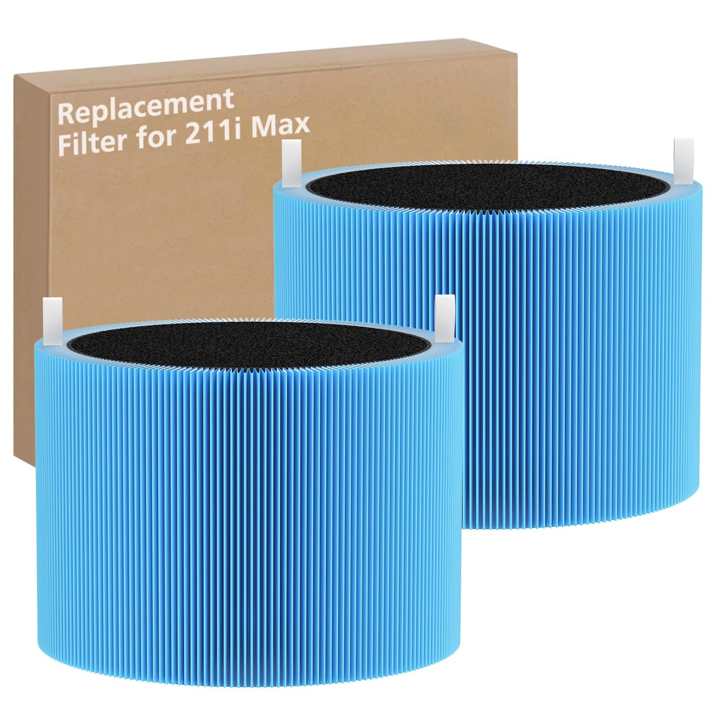 2 Pack 211i Max Replacement Filter Compatible with BLUEAIR Blue Pure 211i Max Air Purifier, Ture HEPA & Activated Carbon Replacement Filter, Blue
