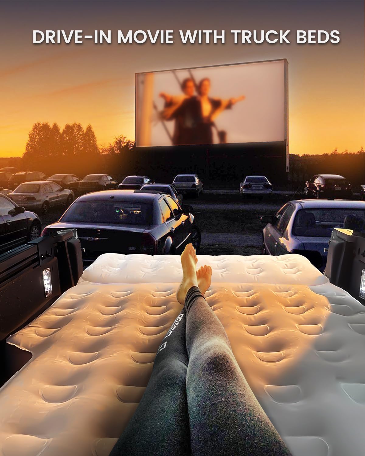 GOTIDY Short Truck Bed Air Mattress 5-5.5ft for Mid-Size Pickup with Tailgate Extension, Truck Bed Mattress for Tacoma Jeep Gladiator JT,Wired Air Pump, Oversized Carry Bag, Integrated Pillow