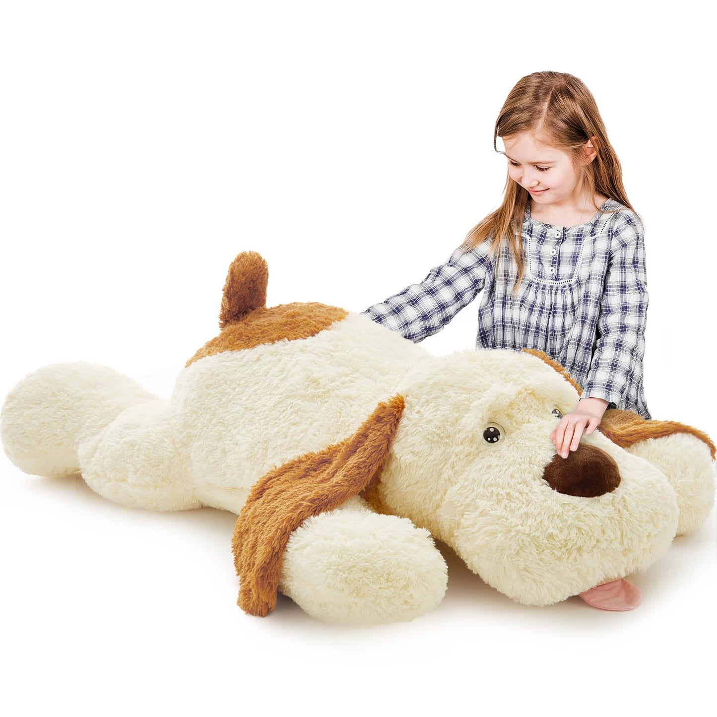 MaoGoLan 52“ Giant Stuffed Puppy Dog Animal,Ultra Soft Large Plush Soft Plush Dog Body Pillow Toy for Girls,Kids,Puppy Lover