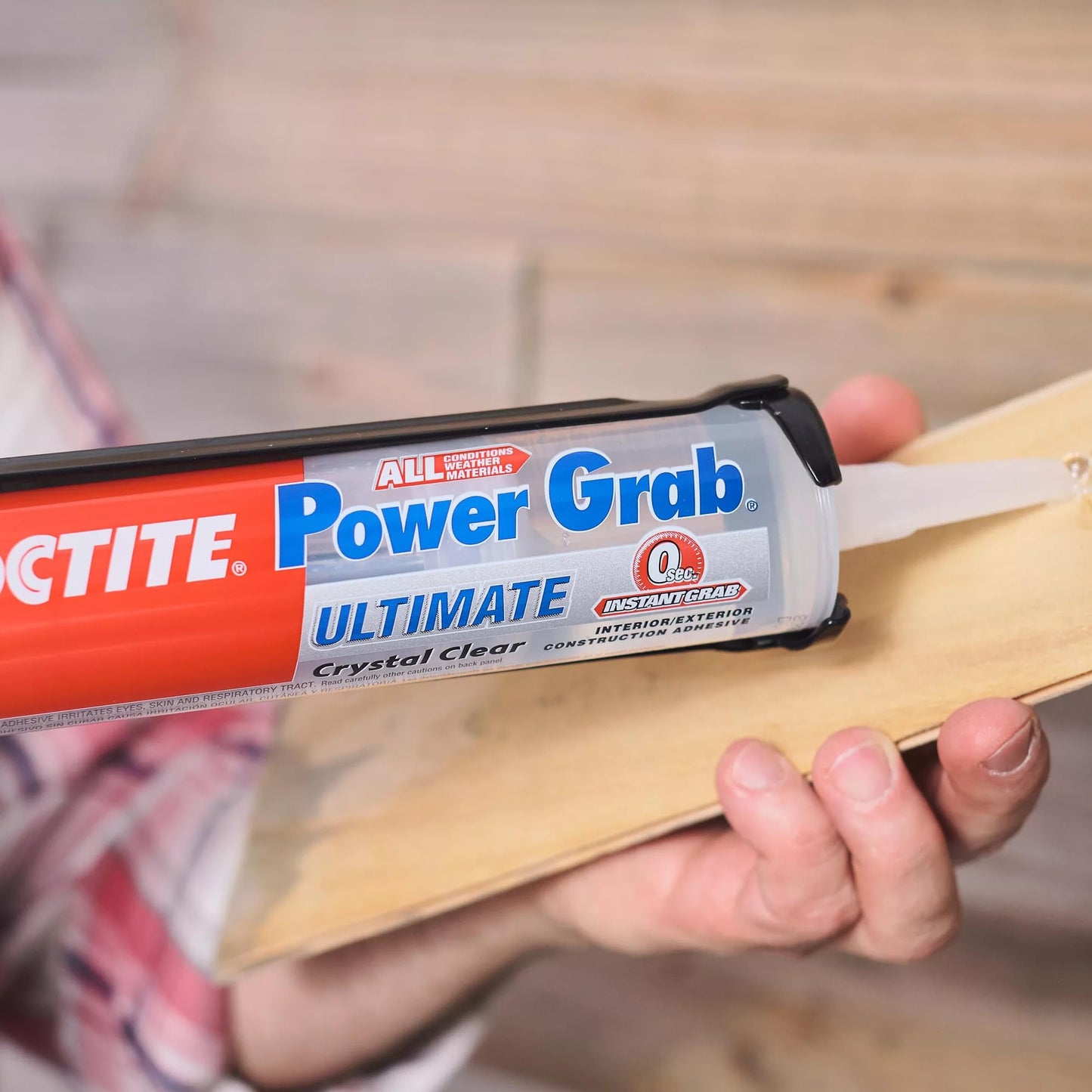 Loctite Power Grab Ultimate Crystal Clear Construction Adhesive - Versatile Construction Glue for Glass, Wood, Metal & More - 9 fl oz Cartridge, 6 Pack