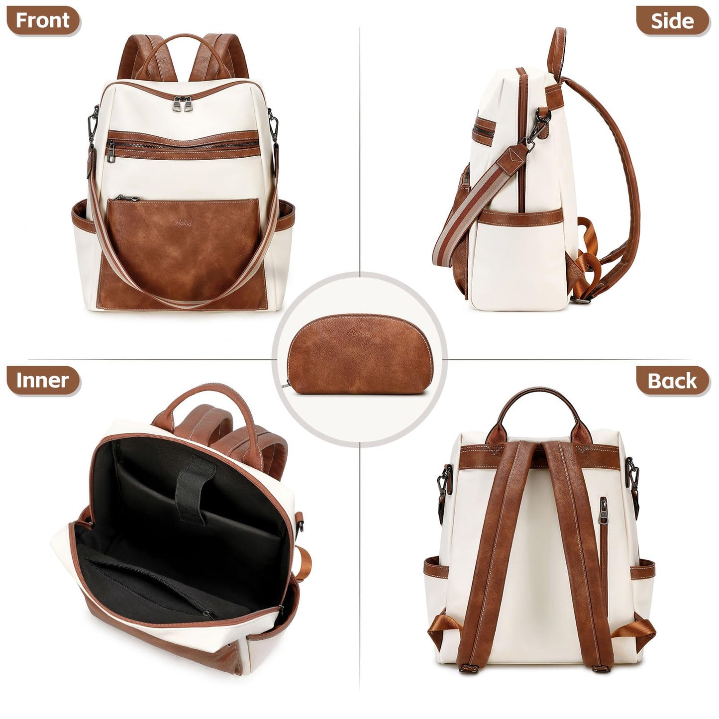 AGLOD Vegan Leather Laptop Backpack for Women 15.6 Inch Work Backpack Purse for Travel College