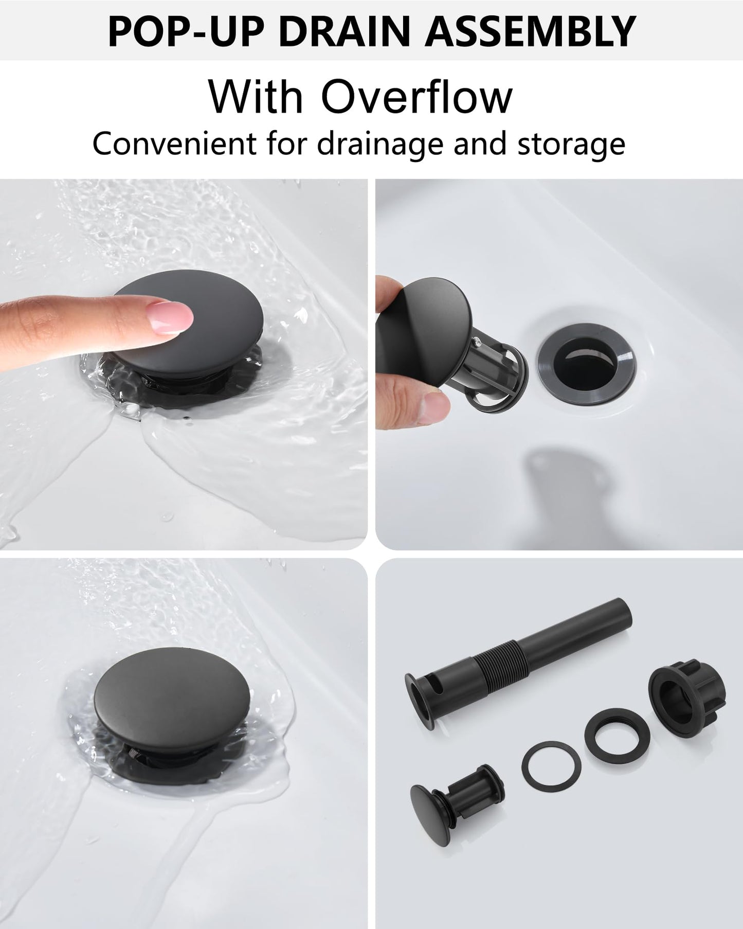 Midanya Bathroom Sink Faucet Single Handle Suitable for 1 or 3 Holes with Deck Plate and Pop-Up Drain,Waterfall Bathroom Faucets for Vanity,Basin,Rv,Lavatory Sink,Brushed Gold Spout/Matte Black
