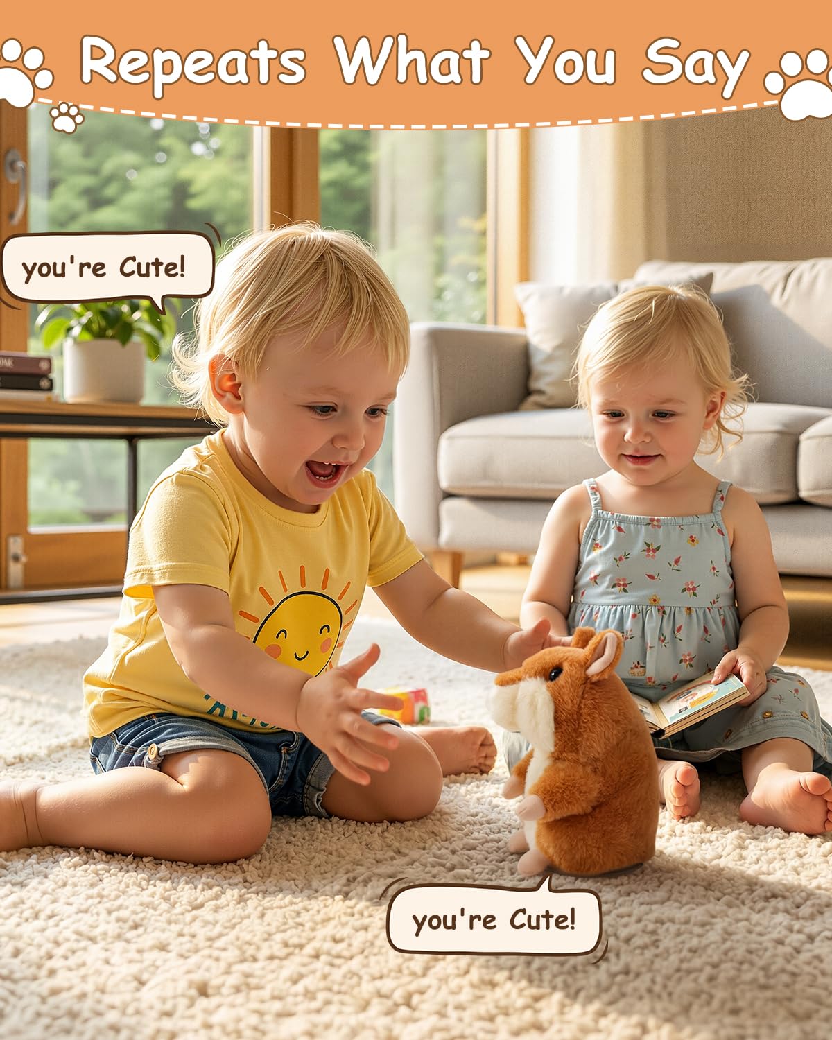 Ayeboovi Toddler Toys Talking Hamster Repeats What You Say Interactive Plush for Babies Interactive Games Birthday Gifts for Kids Boys Girls Ages 3 4 5 6