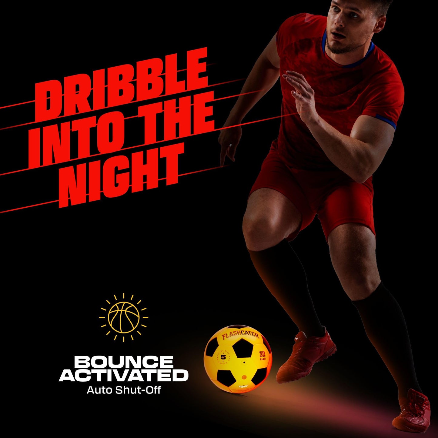 FlashCatch Light Up Soccer Ball - Glow in the Dark NO 5 Sports Gear Gifts for Boys & Girls 8-15+ Year Old Kids, Teens Gift Ideas Cool Boy Toys Ages 8 9 10 11 12 13 14 15 Glowing Night Activity Medium