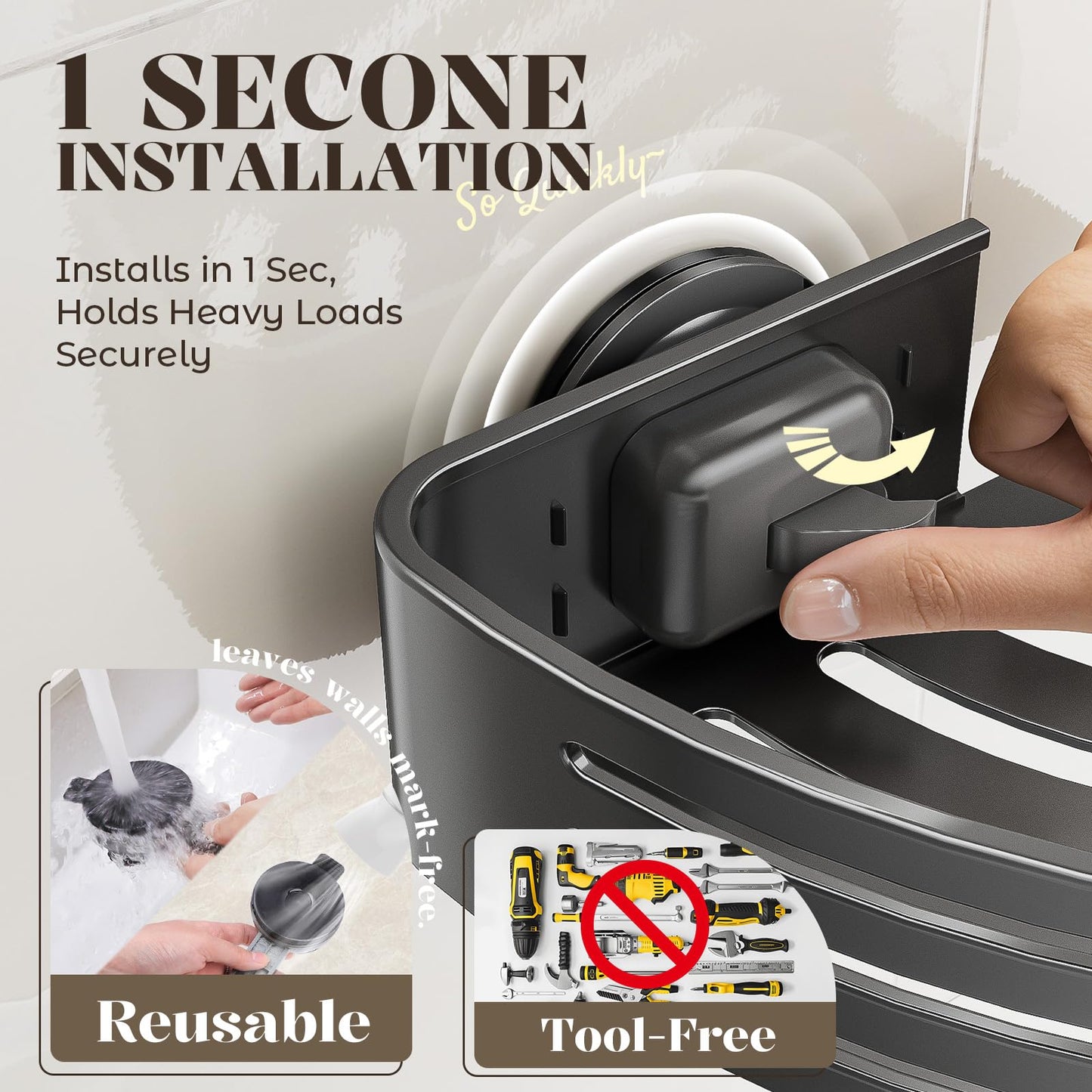 Corner Shower Caddy Suction Cup,Shower Shelves with Hooks,No Drilling Powerful Suction Bathroom Organizers and Storage,Removable Waterproof Rustproof Shower Bathroom Accessories Decor(Grey 2Pack)