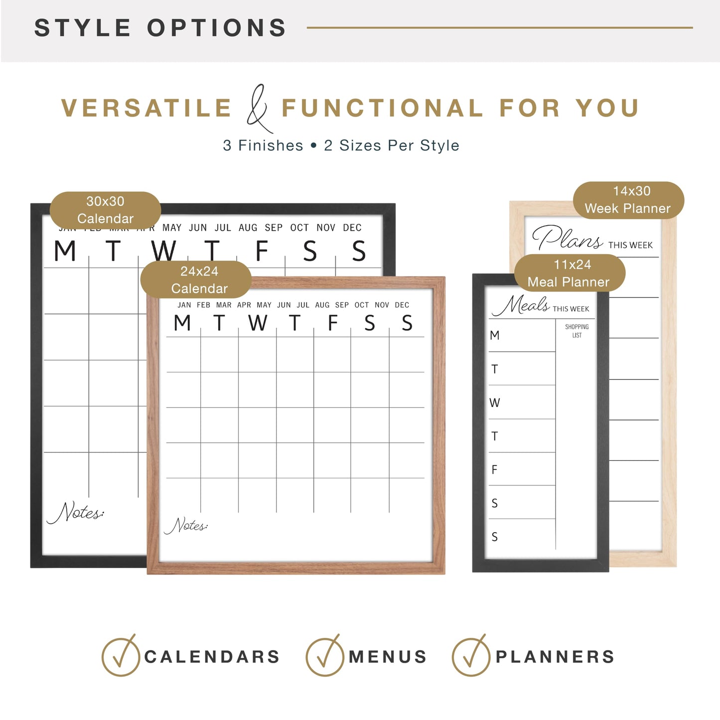 MCS Dry Erase Calander 24x24 Natural Framed Monthly Calendar for The Wall, Stay Organized with Family Planner for Appointments, Sports, Events & More