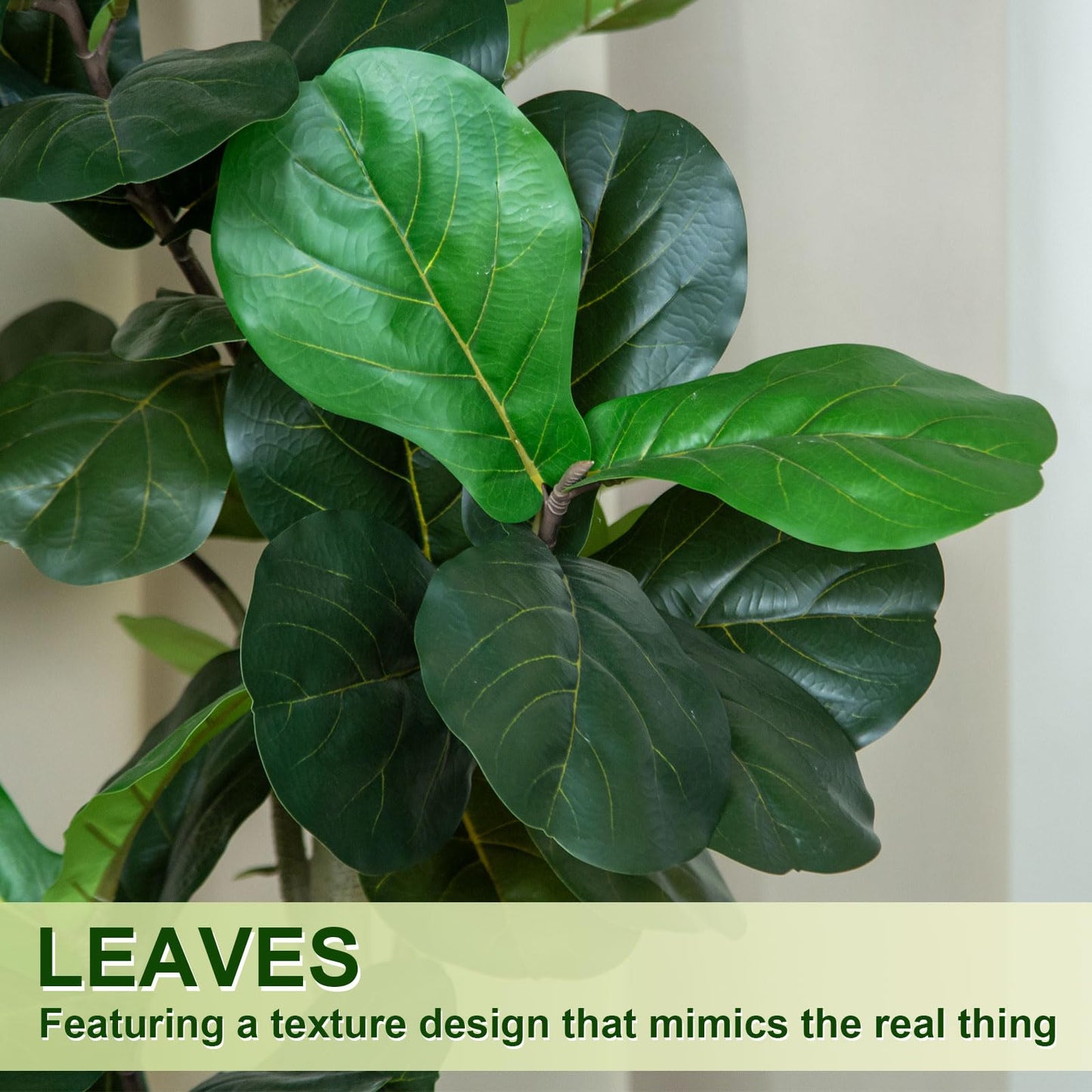 VIVATREES 5FT Fiddle Leaf Fig Artificial Tree with White Planter Pot,Faux Floor Plant, Indoor and Outdoor Fake Plants for Home Office Decor