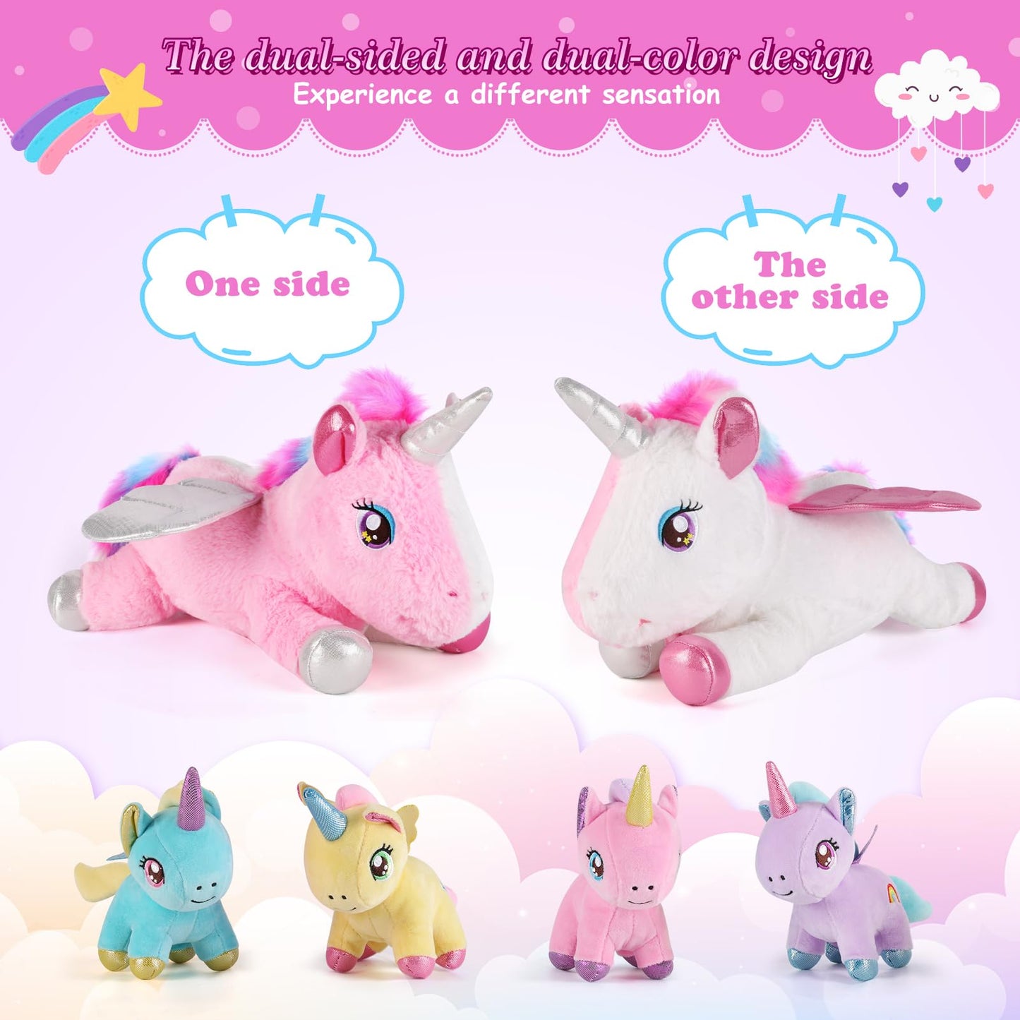 gnomantic Unicorn Stuffed Animals with Babies Inside, Mommy Toy for Kids