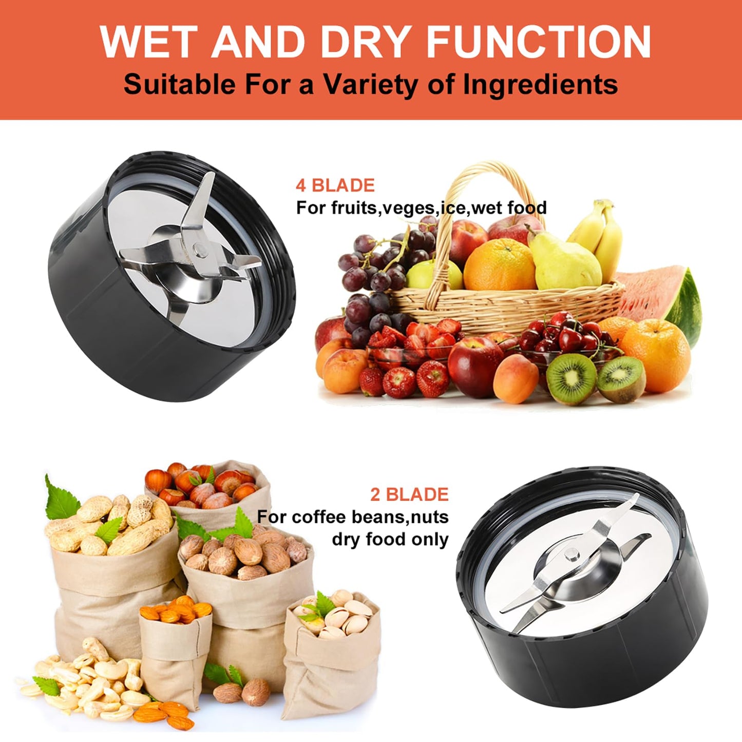 Uten 5-in-1 Smoothie Blender 42 oz/1.25L, Multi-Functional Mixer, Smoothie Maker, Juicer, Grinder with 304 Stainless Steel Blades, BPA-Free, Dishwasher Safe, Includes 3 Blender Cups & 2 Travel Bottles