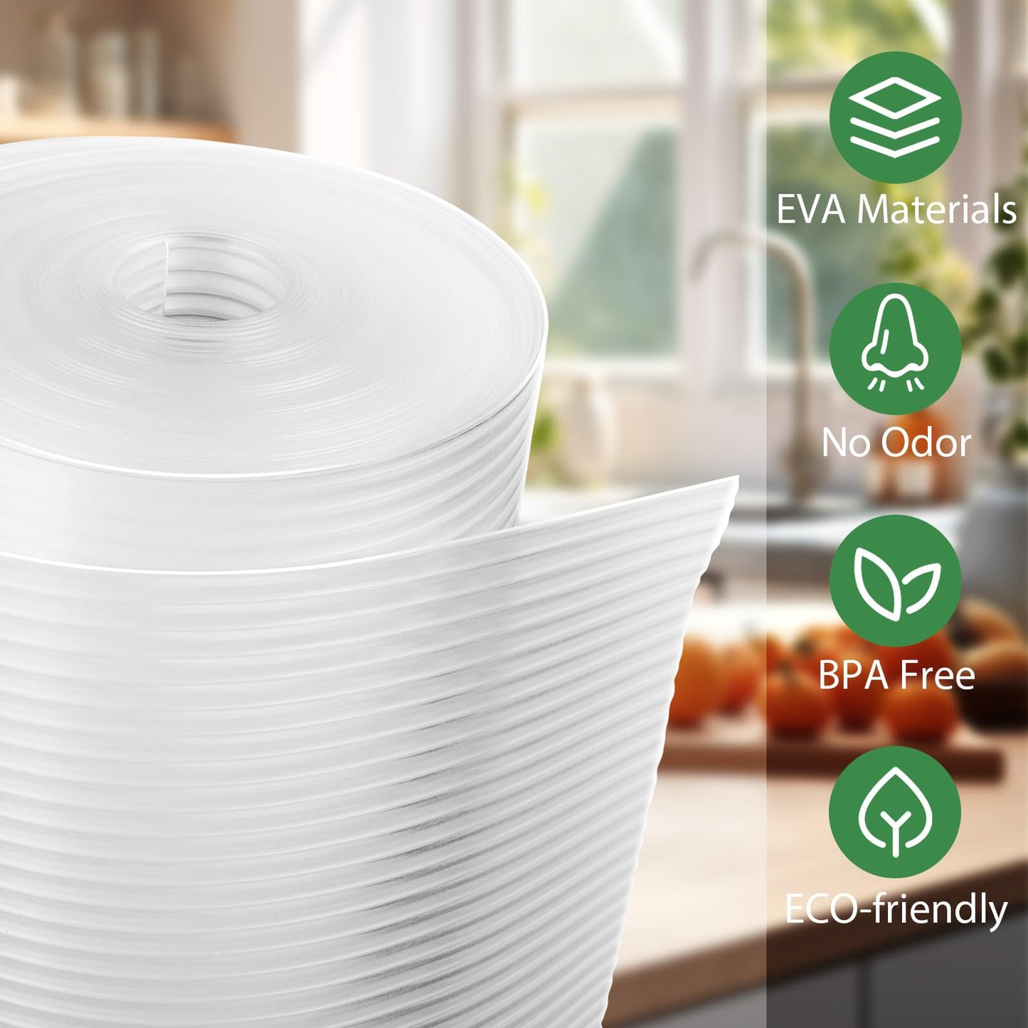 Anoak Shelf Liner Cabinet Liner, Non Adhesive Drawer Liner, Washable 12 Inch x 20 FT x 4Rolls Waterproof Durable Non-Slip Shelf Liner for Kitchen, Drawer, Refrigerator Stripe Clear
