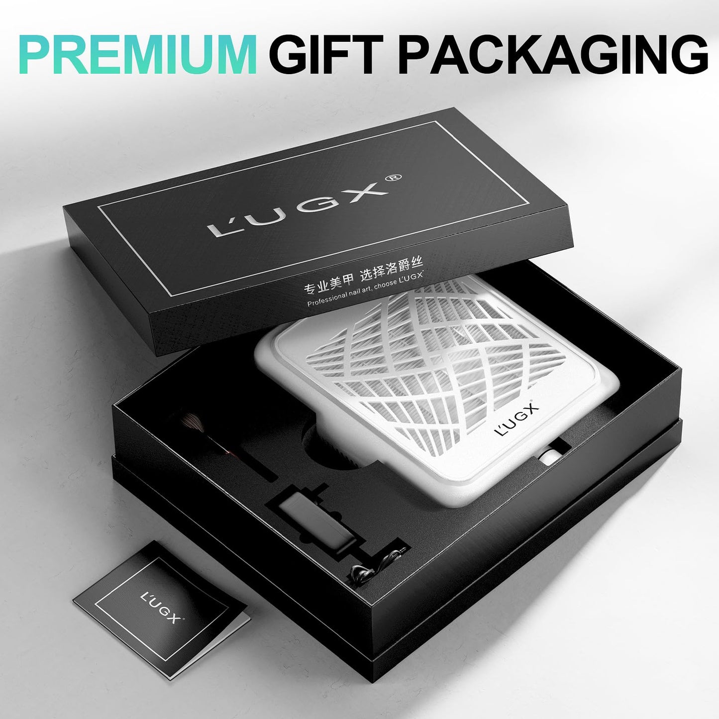 L'UGX Professional Nail Dust Collector with White Gel Nail Polish 15ml
