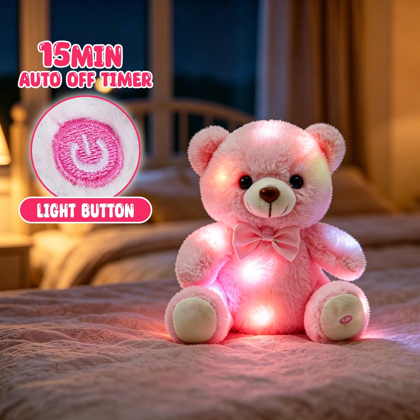 BSTAOFY Light up Pink Bear