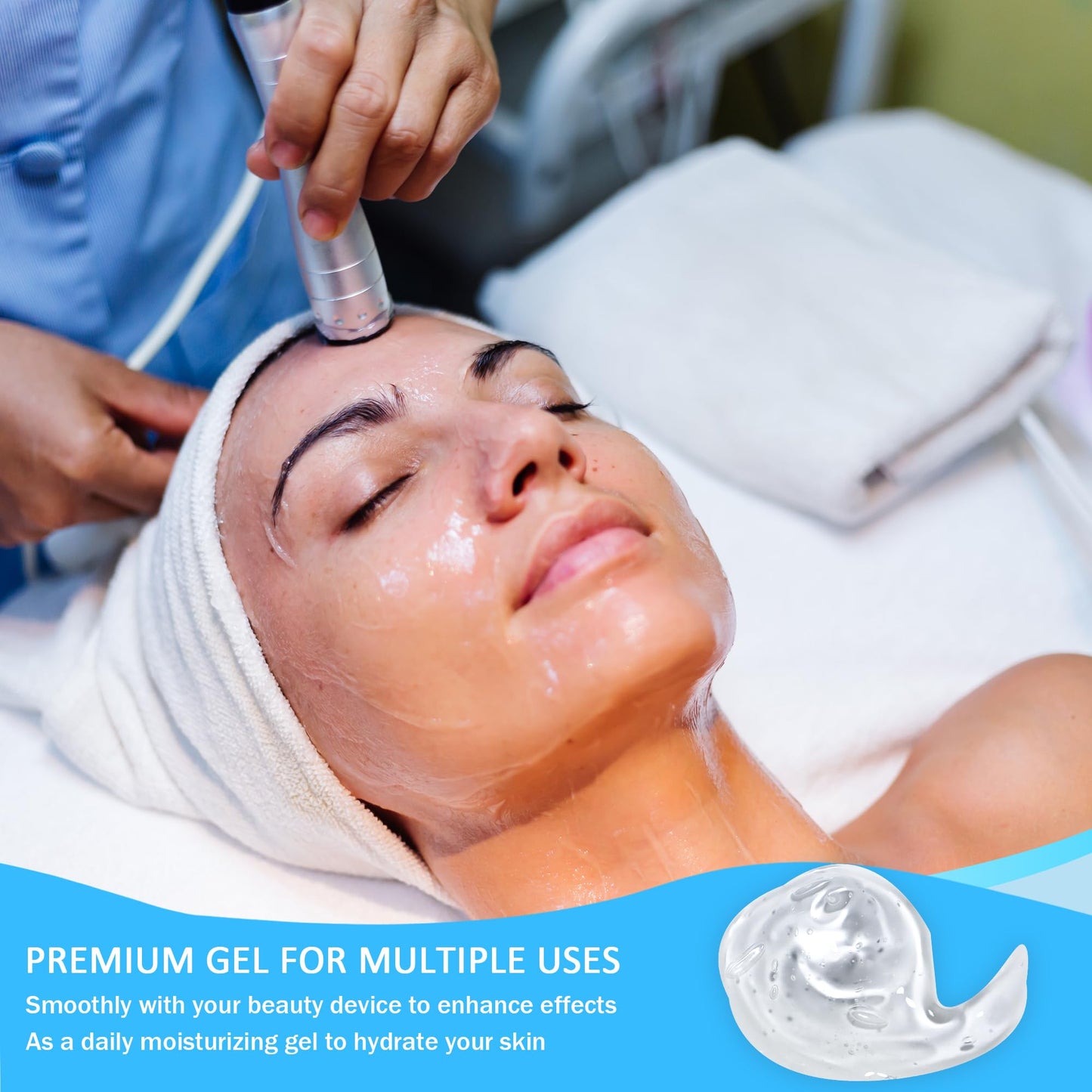 9PCS Microcurrent Conductive Gel, for Radio Frequency Facial Device, Cooling Gel for Body Laser Hair Removal, Hydrating Gel Primer with Hyaluronic Acid, Wholesale Bulk Best for Beauty Salon and Family