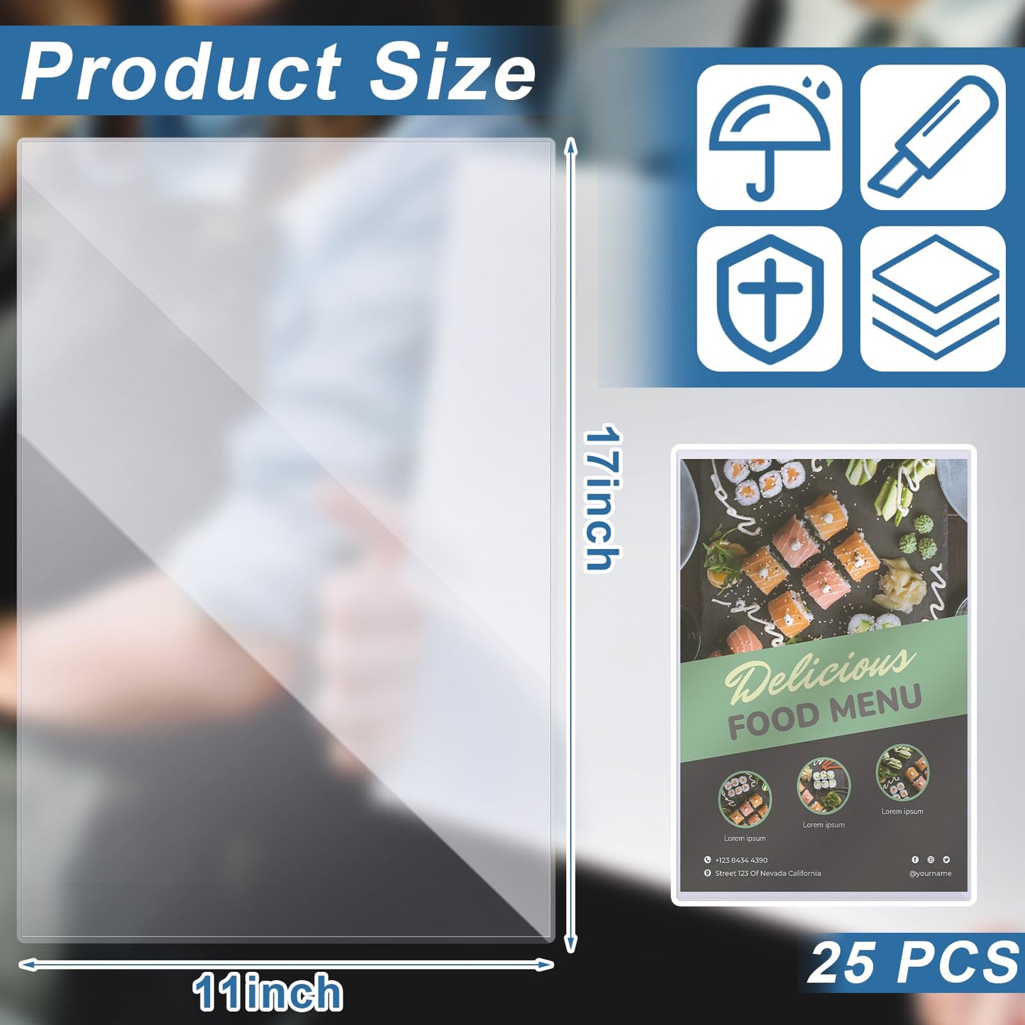 Henoyso 25 Pcs Poster Protector Sleeve 11x17 Inch Clear Rigid Print Plastic Protectors Sheet Heavy Duty Crystal Frame Holder for Magazine Photo Paper Poster Prints