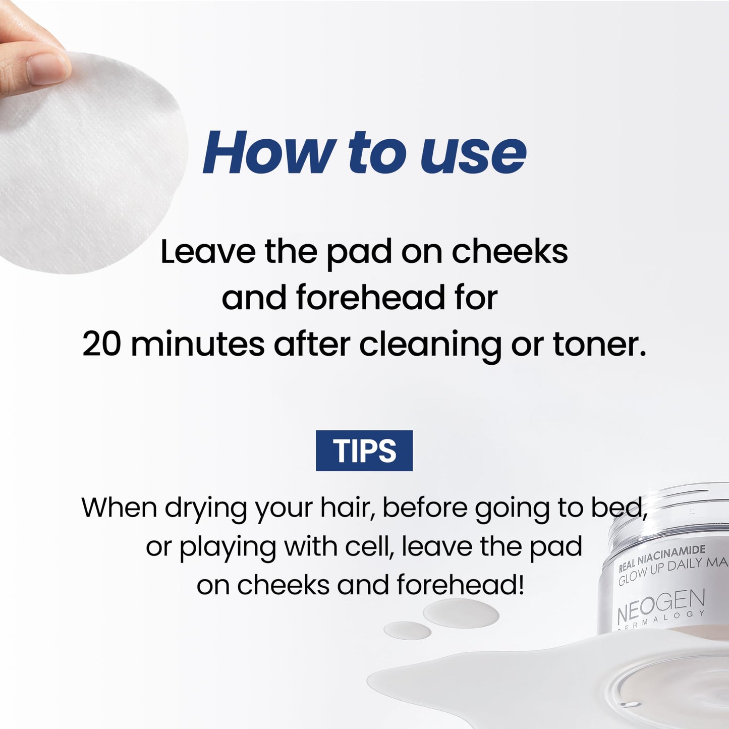 NEOGEN DERMALOGY Niacinamide Glow-Up Daily Facial Pad (40 Pads) 6.1 fl oz (180 ml)/Facial pad/Sheet/Toner pad
