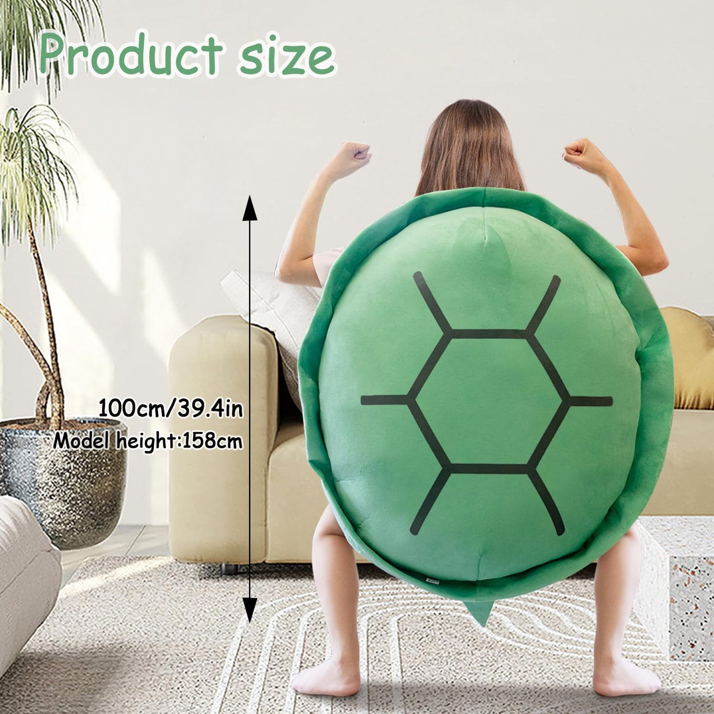Cuecutie 40 Inch Wearable Turtle Shell Pillows Tortoise Shell Stuffed Animal Turtle Plush Cushion Toy Dress Up for Adult