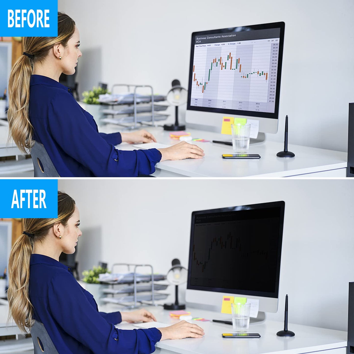 Ceydebne 24 Inch Privacy Screen for Monitor with 16:9 Widescreen Monitor Blue Light Screen Protector - Anti-Glare - Anti-Scratch Protector Film for Data Confidentiality Privacy Shield [2 Pack]