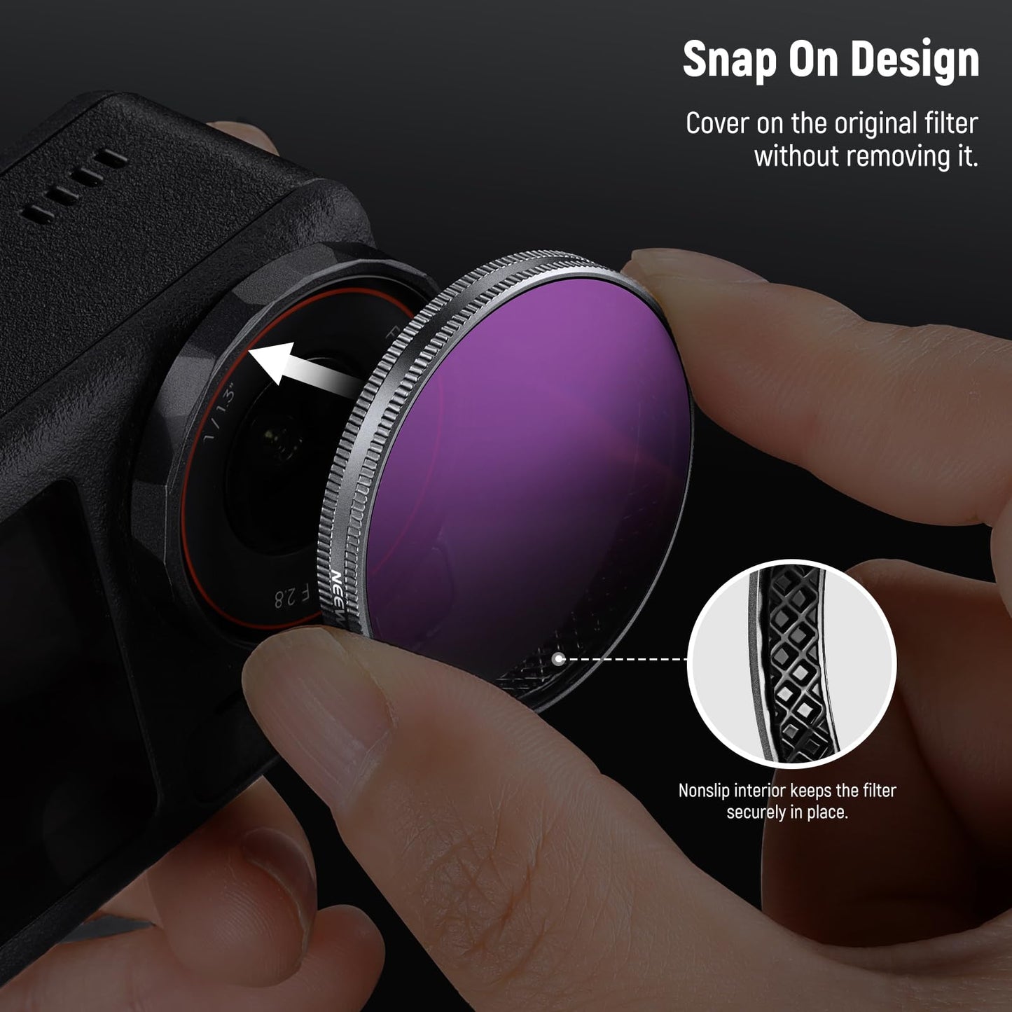 NEEWER Snap On ND Filter Set Compatible with DJI Osmo Action 3/4/5 Pro, 4 Pack ND8+ND16+ND32+CPL Neutral Density Polarizing Action Camera Accessories, Multicoated HD Optical Glass, FL-A76