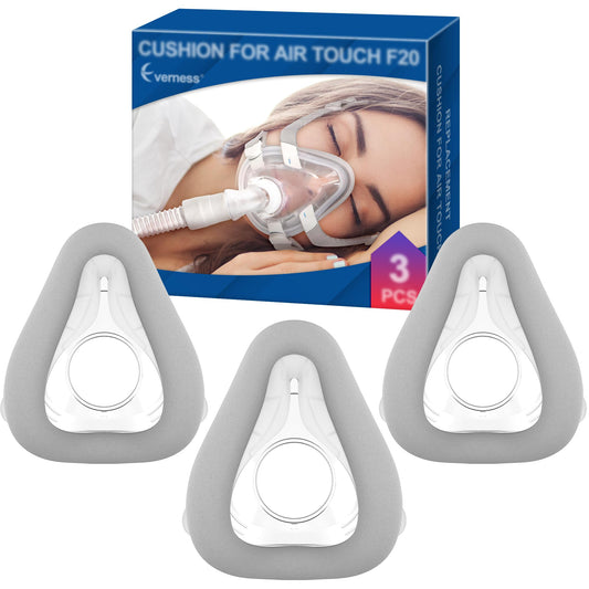 3 Packs Replacement Mask Cushion (L) for AirTouch F20, Optimized Comfort & Secure Seal with Advanced CPAP Memory Foam Technology (New Version), F20 Full Face Masks Supplies by Everness (L)