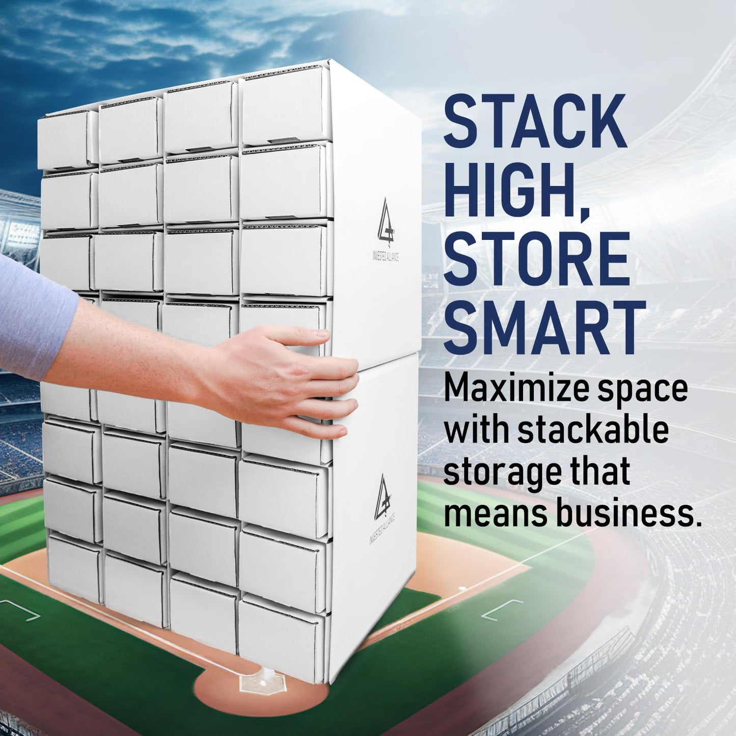 Invested Alliance 16 Trading Card Storage Boxes | Baseball / Sports Card Storage Organizer for TCG, MTG. Baseball, NBA, and Football Cards Box. Magic Card Storage Box.