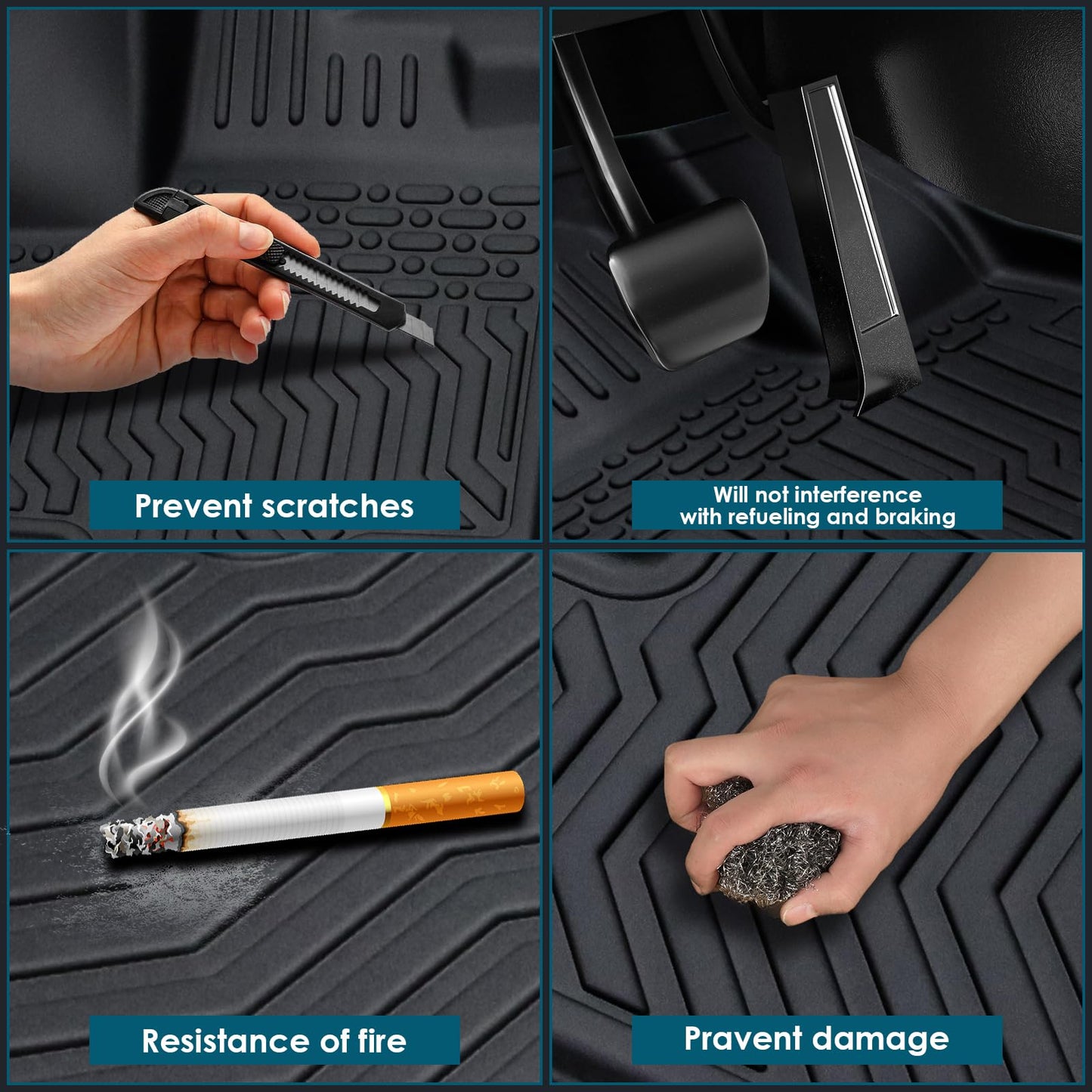 All-Weather TPE Rubber Floor Mats Compatible with 2013 2014 2015 2016 2017 2018 Lexus ES350, Custom Fit Full Car Carpet Liners Set (Black)