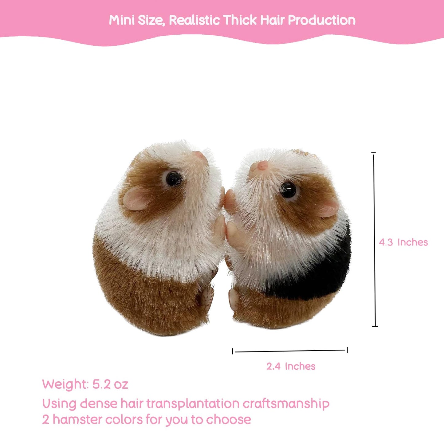 VOLOBE 5 Inches Silicone Hamster, Realistic Silicone Guinea Pig with Sleeping Bed Accessories for Kids Boy Girl Birthday Handmade Gift (Black Hamster)